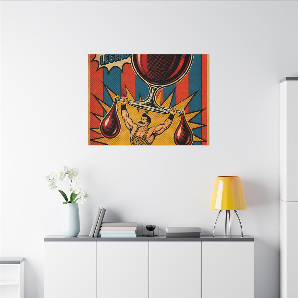 Wine Glass Strongman Wall Art Canvas 16×20 Pop Art Living Room Decor Maximalist Print