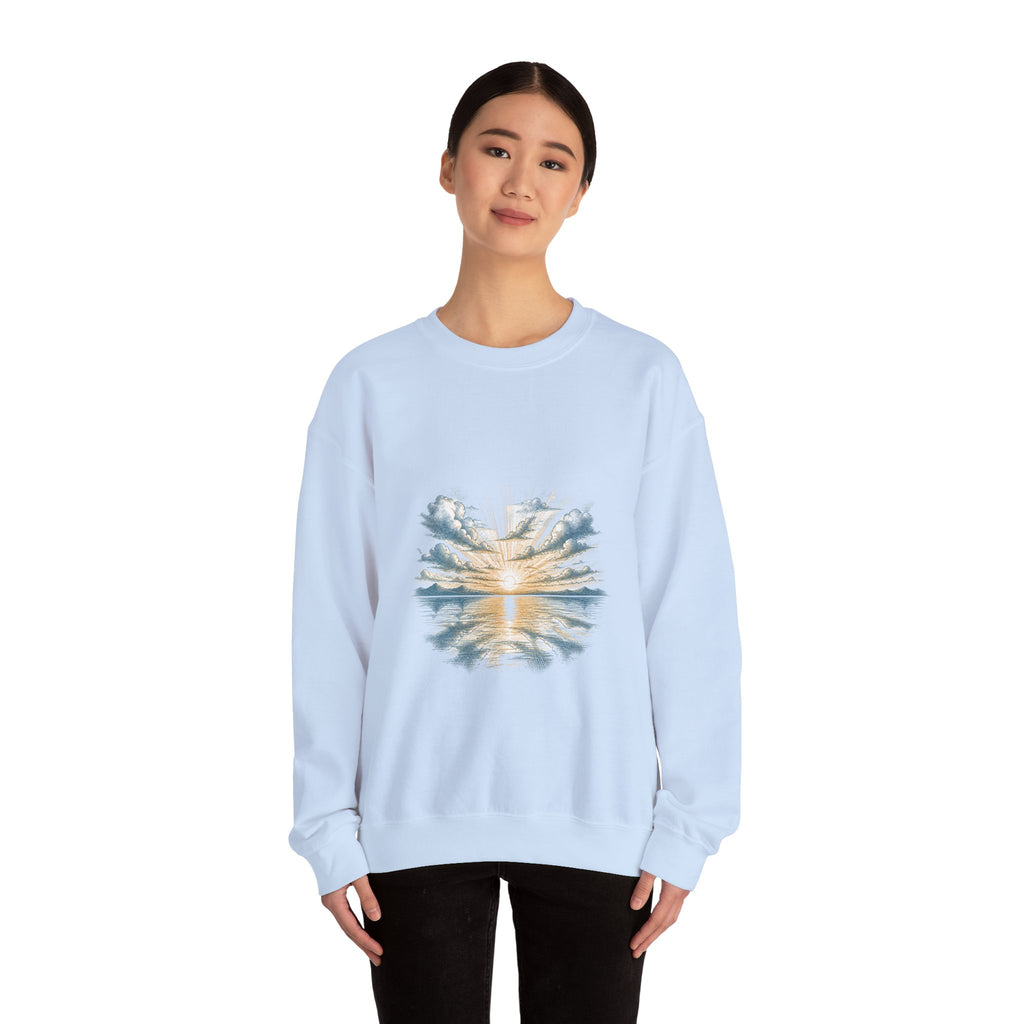 Matching Couple Sweatshirt - Sunrise & Sunset Matching Couple Comfort Colors Crew Hand-Drawn Art His Hers Anniversary Gift - Design A