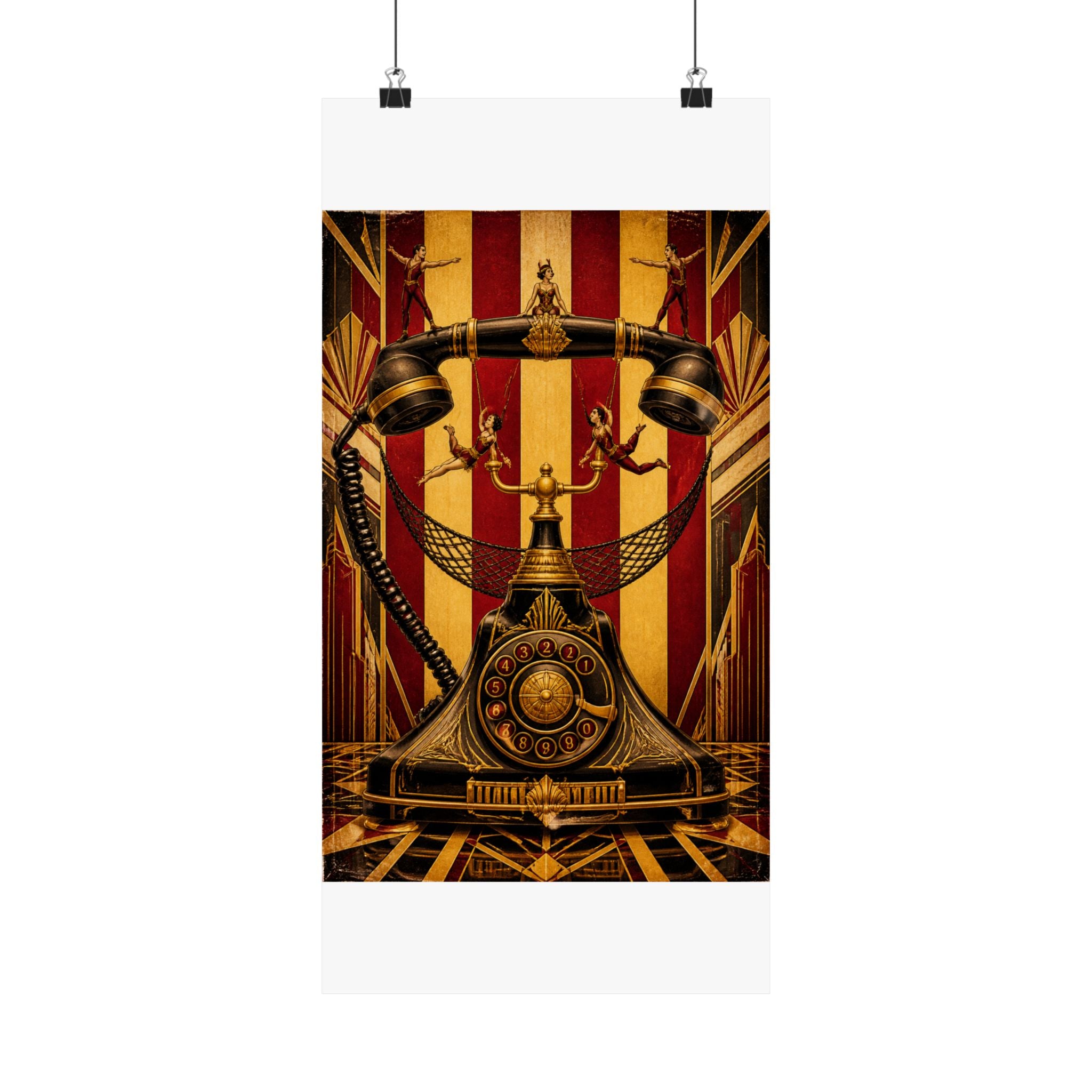 Vintage Telephone Booth Wall Art Poster 18×24 Art Deco Entryway Decor Maximalist Print