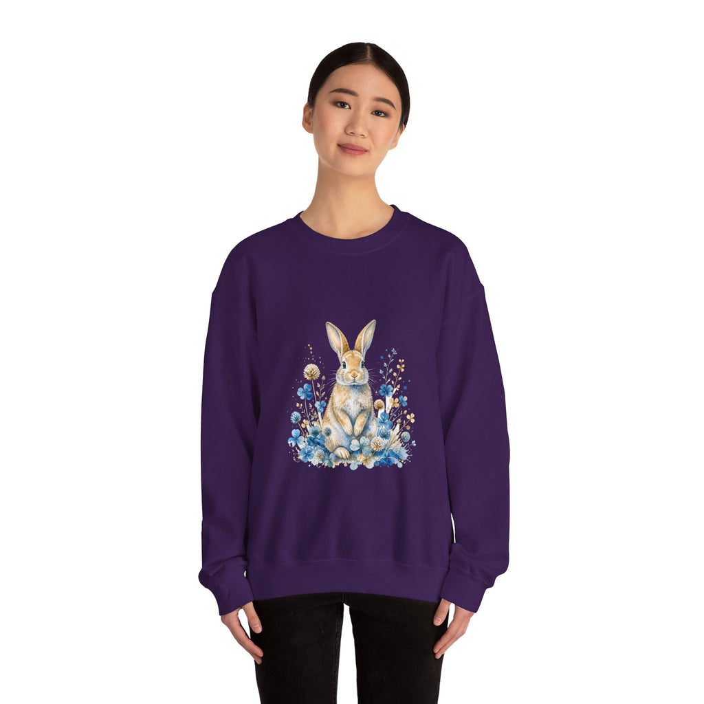 Matching Couple Sweatshirt - Fox & Rabbit Matching Couple Premium Fleece Sweatshirt Watercolor Art His Hers Birthday Gift - Design B