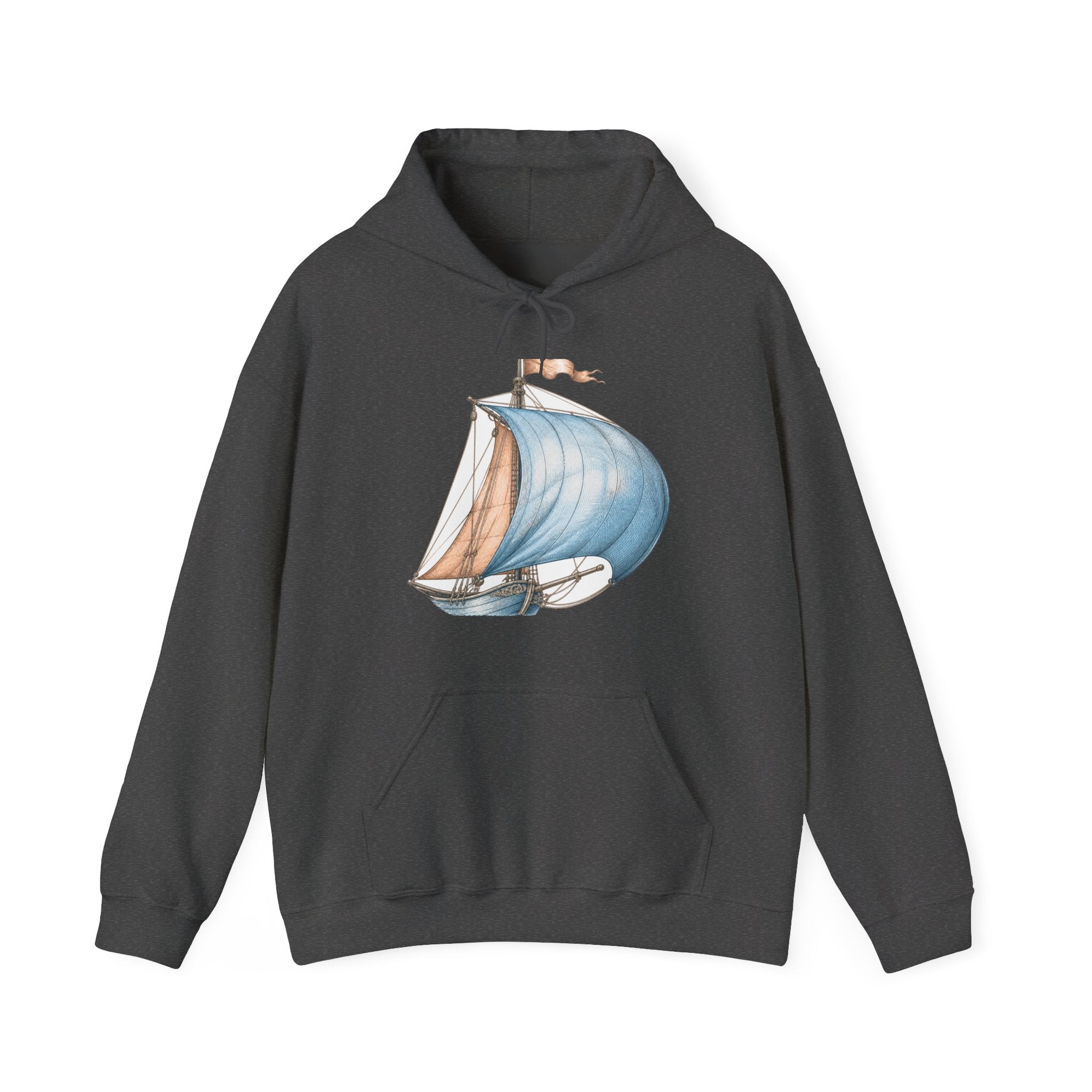 Matching Couple Sweatshirt - Anchor & Sail Matching Couple Hooded Sweatshirt Vintage Art His Hers Wedding Gift - Design B
