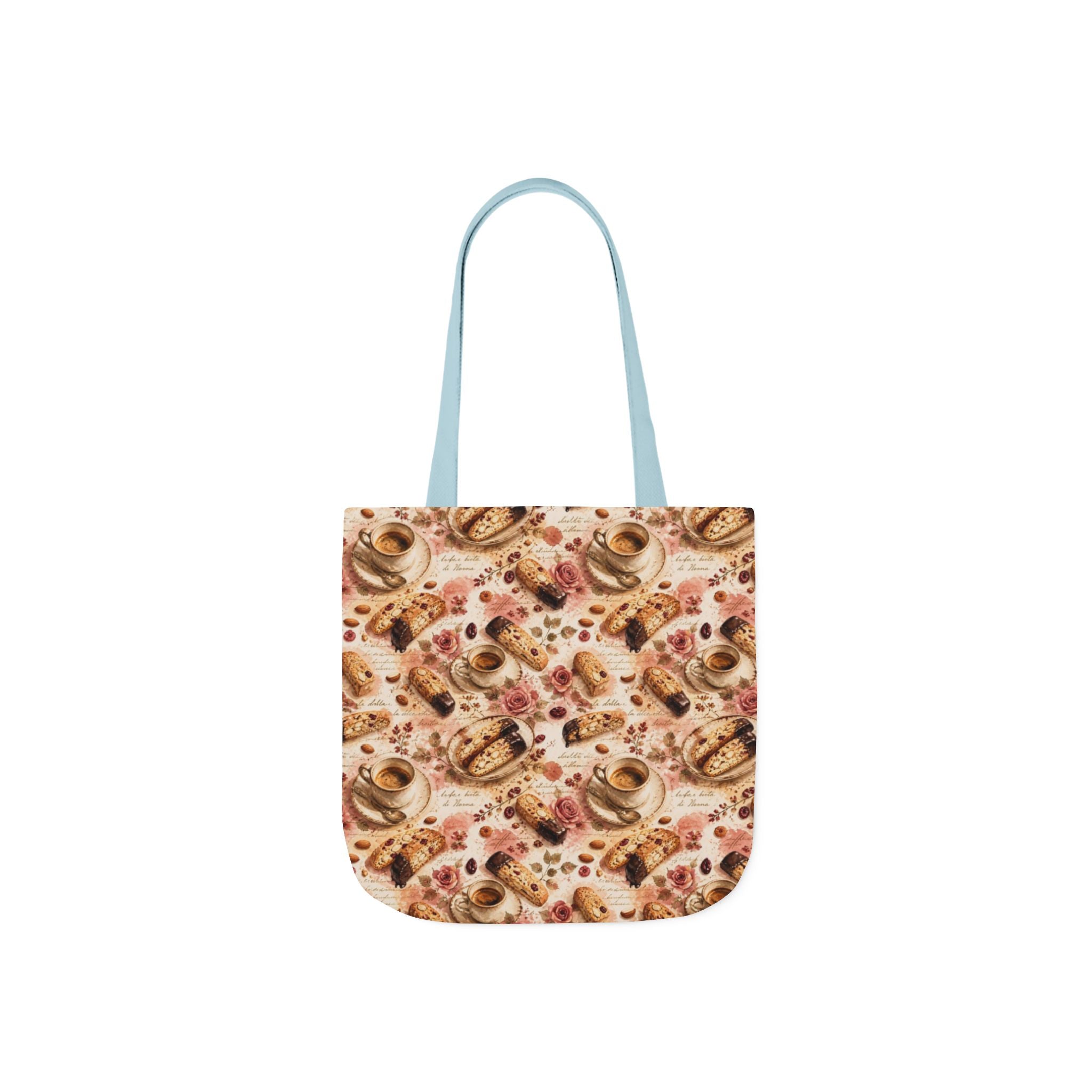 Almond Biscotti Canvas Tote Bag Mediterranean Kitchen Watercolor Splash Design Italian Cottagecore Gift