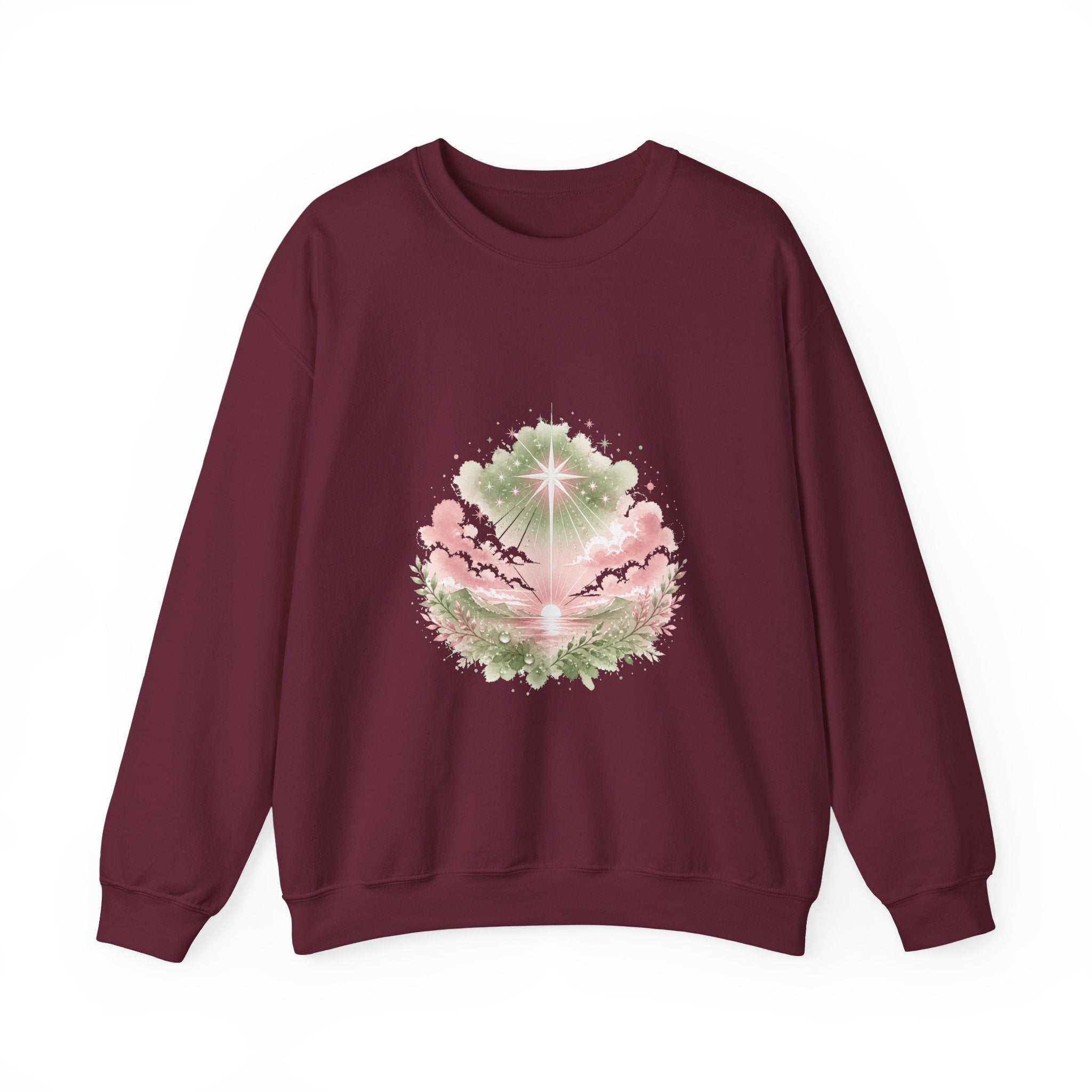 Matching Couple Sweatshirt - Evening & Morning Star Matching Couple Comfort Colors Crew Watercolor Art His Hers Birthday Gift - Design B
