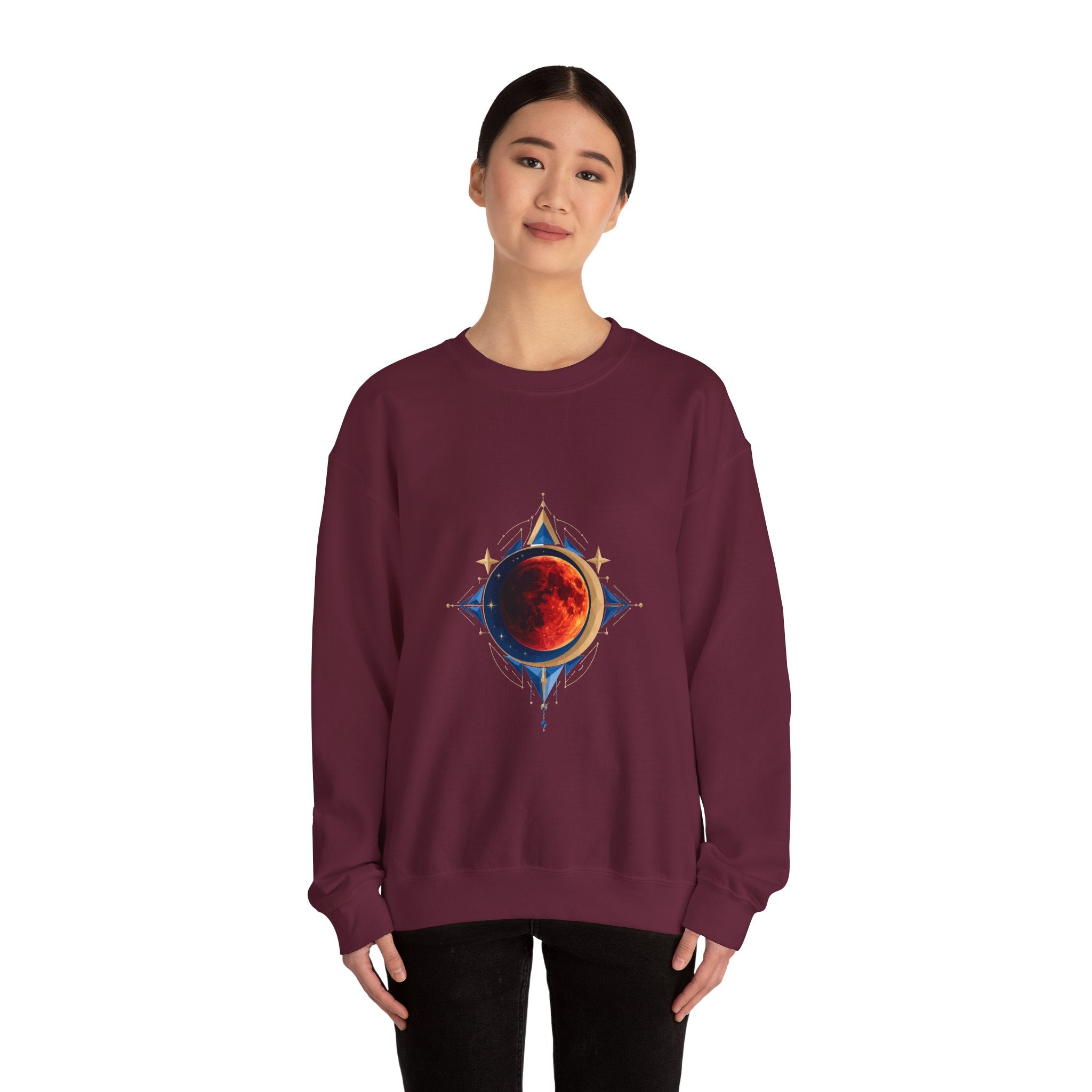 Matching Couple Sweatshirt - Solar & Lunar Eclipse Matching Couple Crewneck Sweatshirt Geometric Art His Hers Couple Gift - Design B