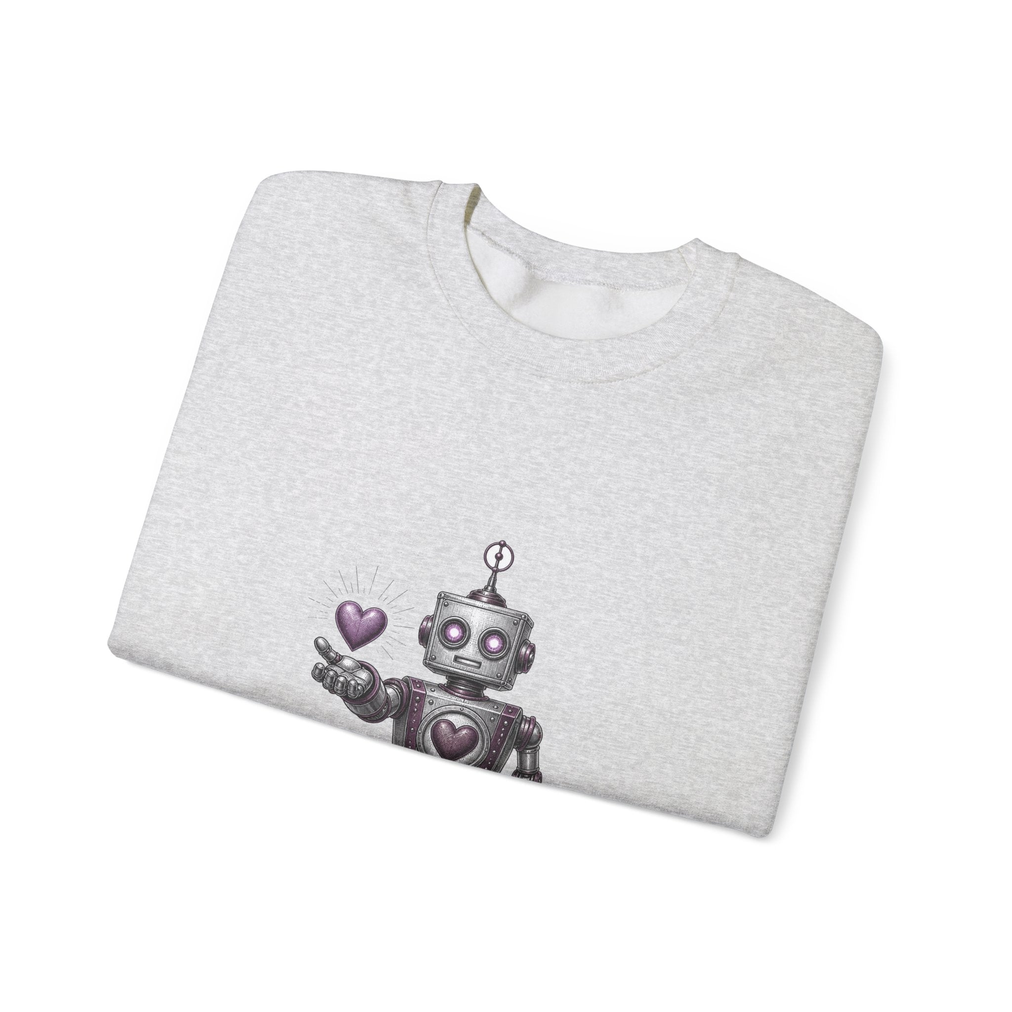 Matching Couple Sweatshirt - Robot & Heart Matching Couple Comfort Colors Crew Vintage Art His Hers Honeymoon Gift - Design A