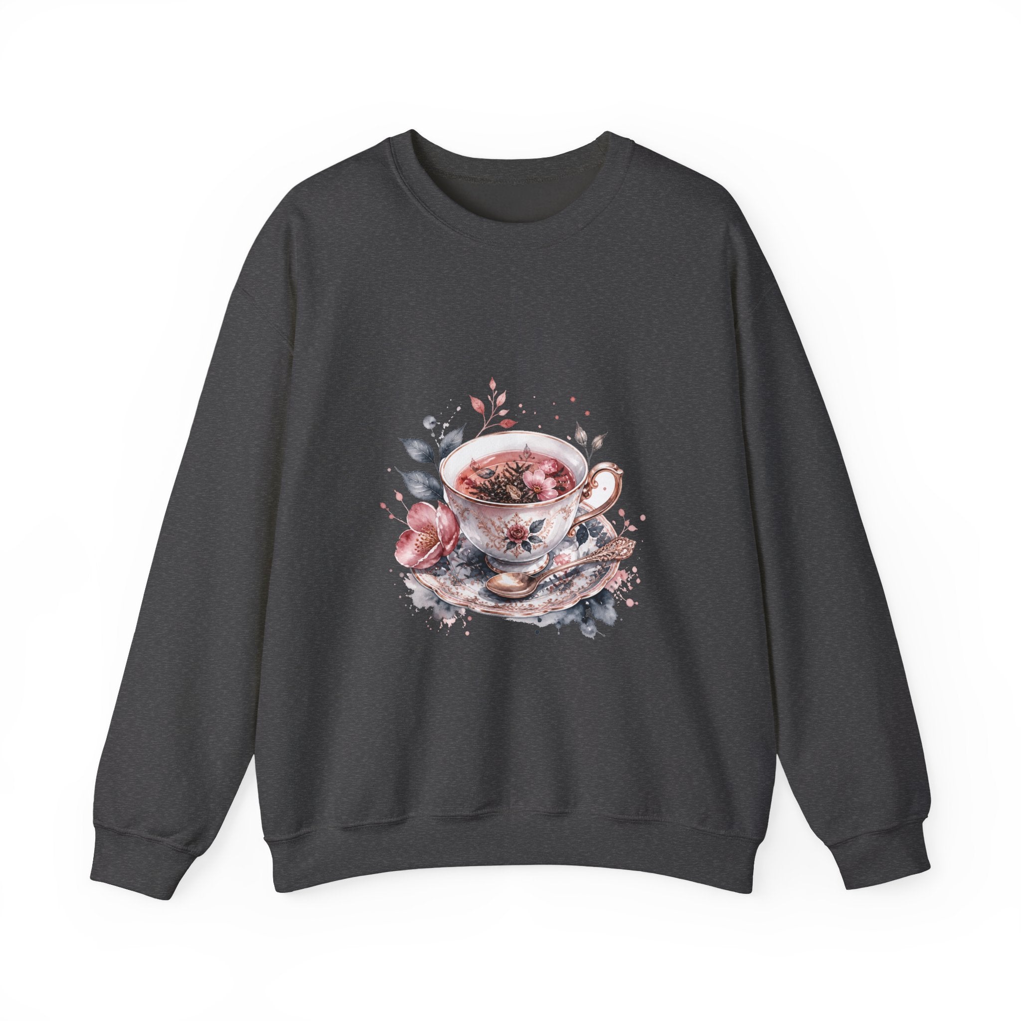 Matching Couple Sweatshirt - Coffee & Tea Matching Couple Premium Fleece Sweatshirt Watercolor Art His Hers Birthday Gift - Design B