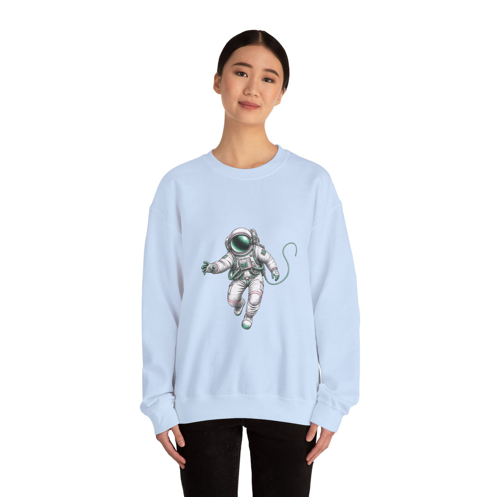 Matching Couple Sweatshirt - Astronaut & Planet Matching Couple Premium Fleece Sweatshirt Hand-Drawn Art His Hers Anniversary Gift - Design A
