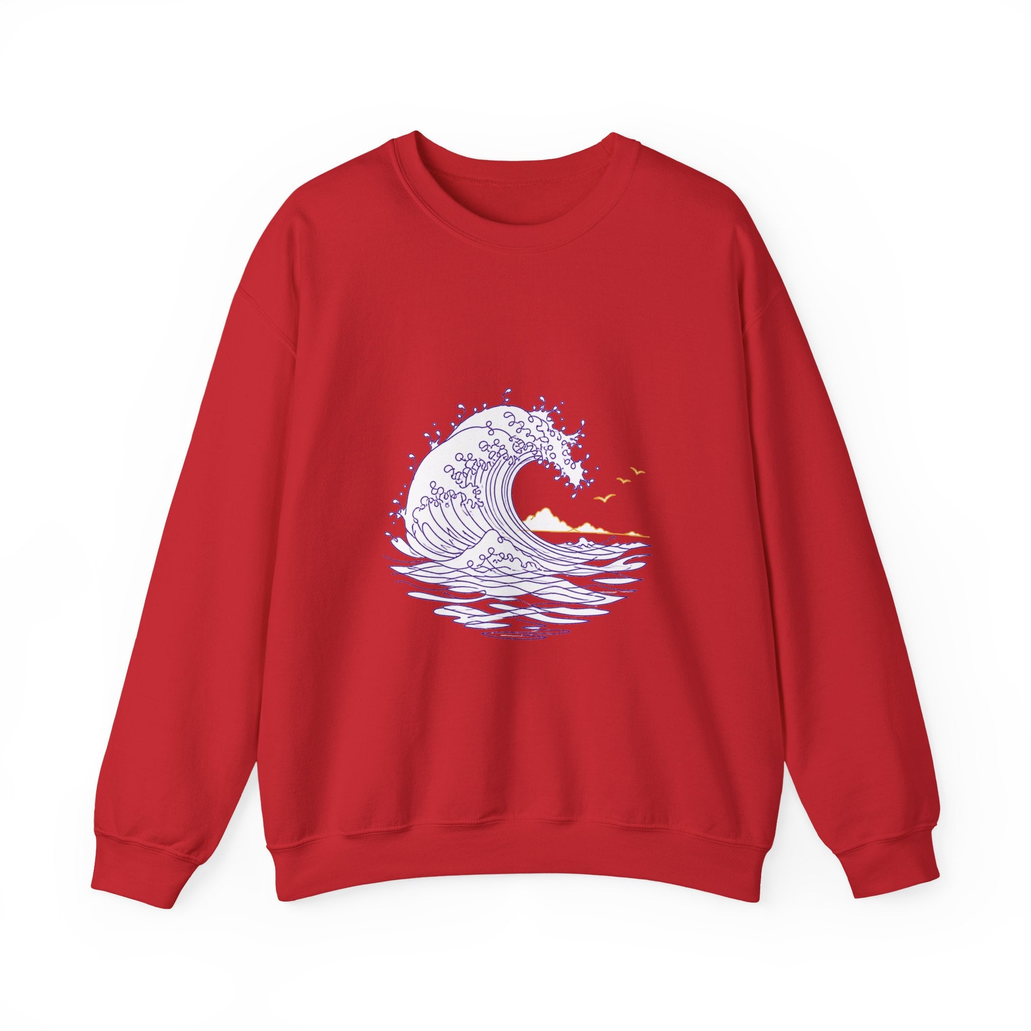 Matching Couple Sweatshirt - Mountain & Ocean Matching Couple Premium Fleece Sweatshirt Minimalist Art His Hers Christmas Gift - Design B