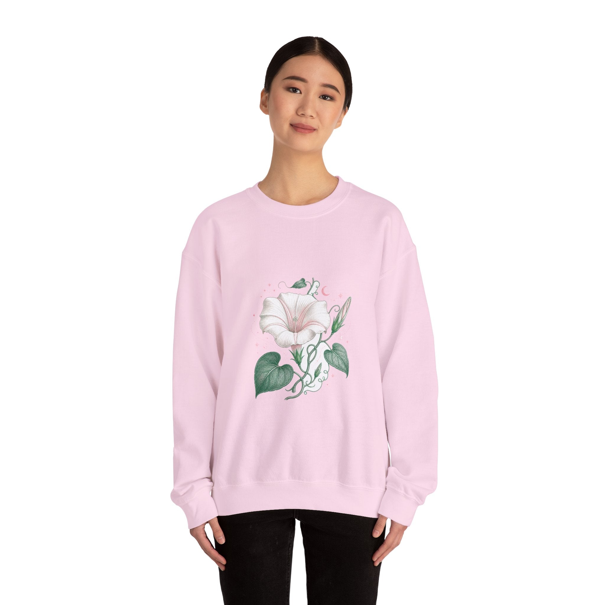 Matching Couple Sweatshirt - Sunflower & Moonflower Matching Couple Crewneck Sweatshirt Vintage Art His Hers Wedding Gift - Design B