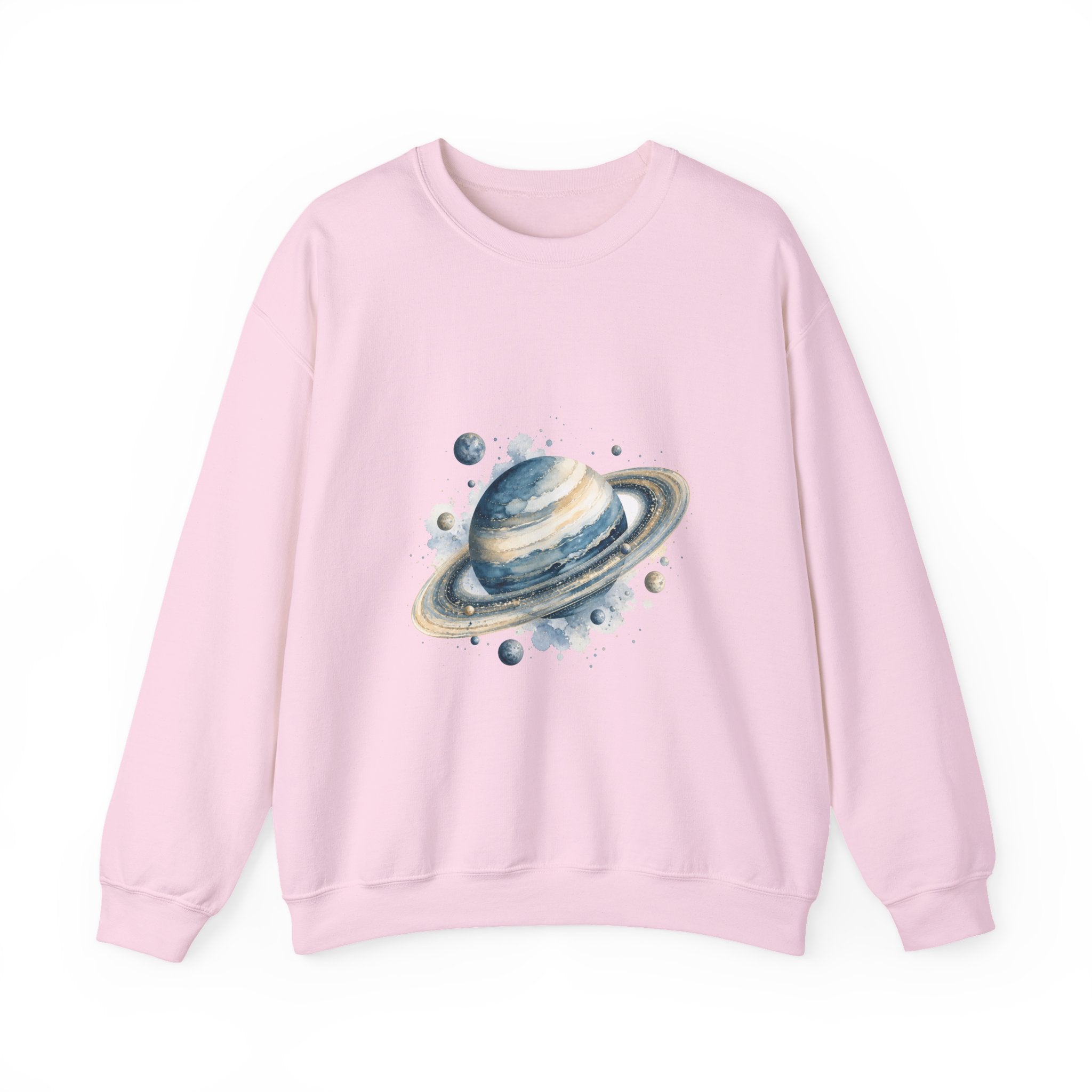 Matching Couple Sweatshirt - Astronaut & Planet Matching Couple Crewneck Sweatshirt Watercolor Art His Hers Engagement Gift - Design B