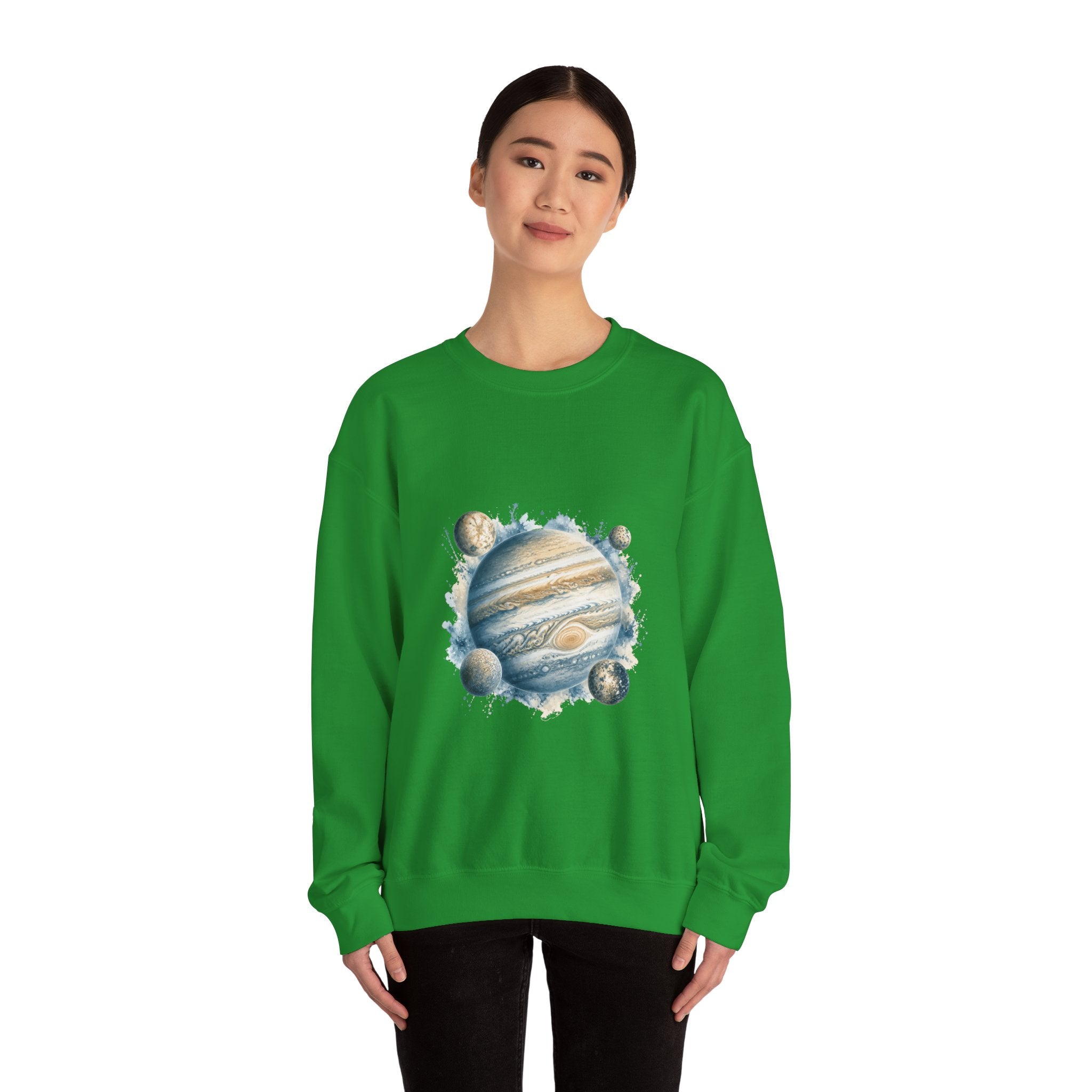 Matching Couple Sweatshirt - Saturn & Jupiter Matching Couple Crewneck Sweatshirt Watercolor Art His Hers Engagement Gift - Design B