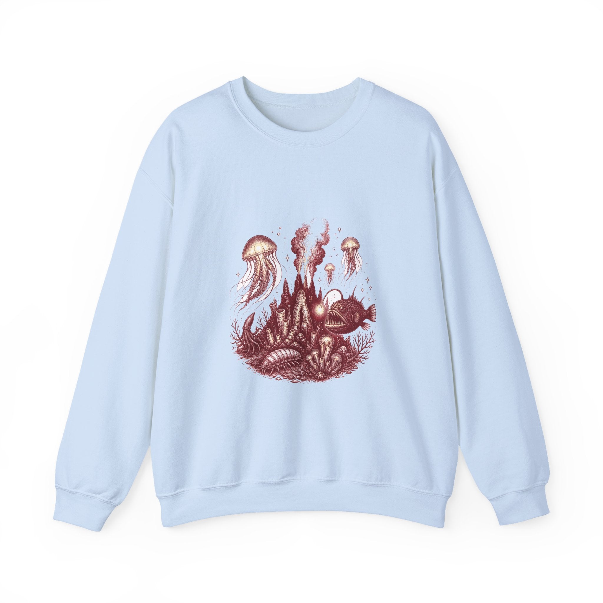 Matching Couple Sweatshirt - Coral Reef & Deep Sea Matching Couple Premium Fleece Sweatshirt Hand-Drawn Art His Hers Anniversary Gift - Design B