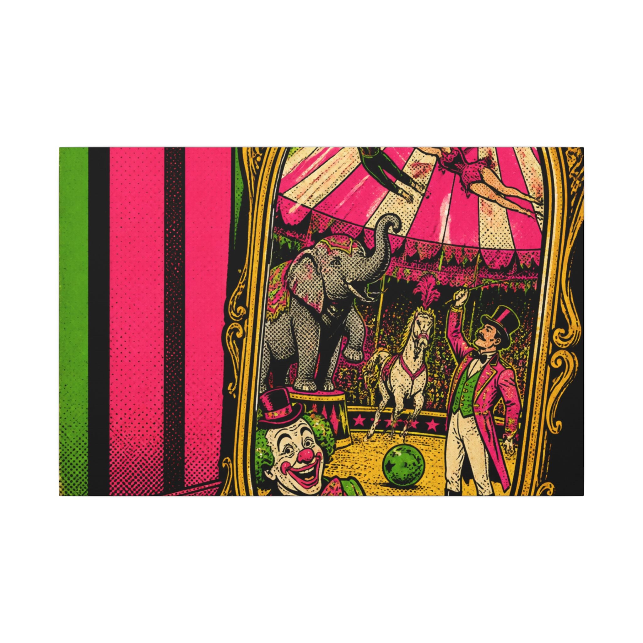 Vintage Mirror Circus Wall Art Canvas 24×36 Pop Art Restaurant Decor Maximalist Print