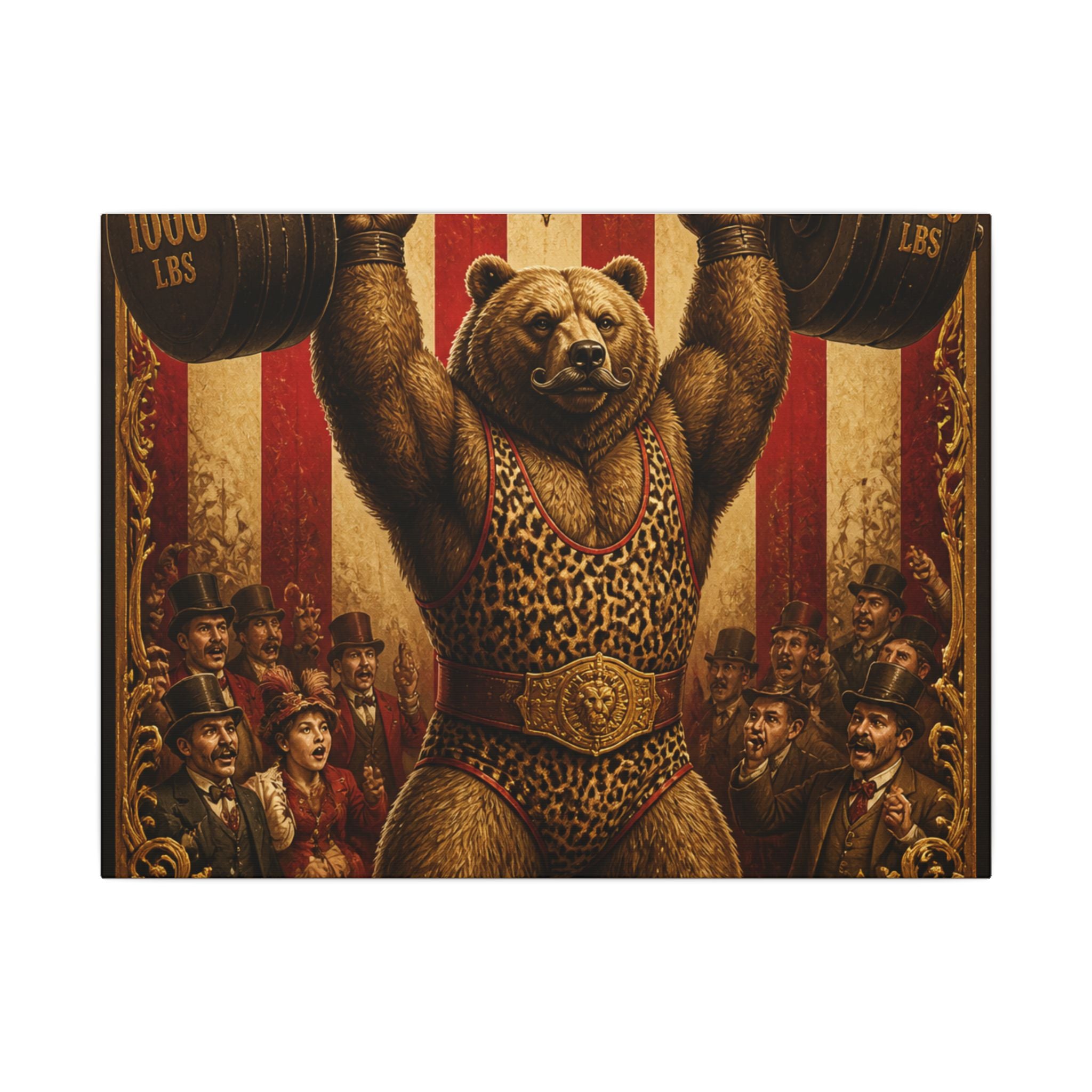 Strongman Bear Wall Art Canvas 16×20 Baroque Home Office Decor Maximalist Print
