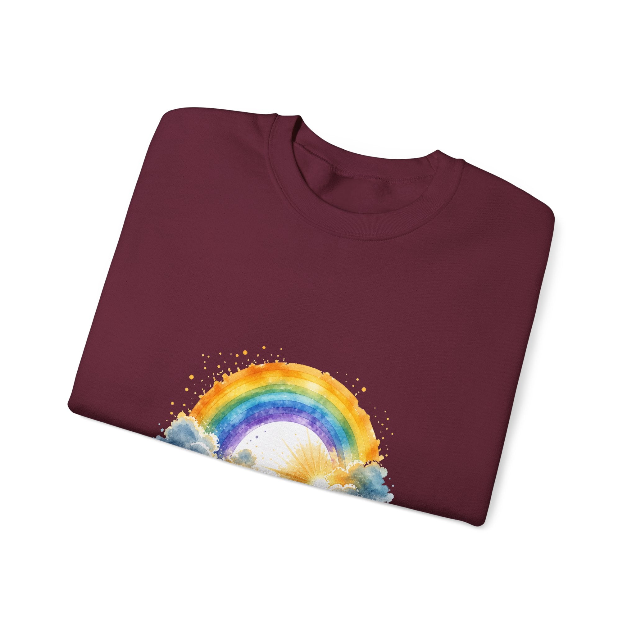 Matching Couple Sweatshirt - Storm & Rainbow Matching Couple Premium Fleece Sweatshirt Watercolor Art His Hers Birthday Gift - Design B