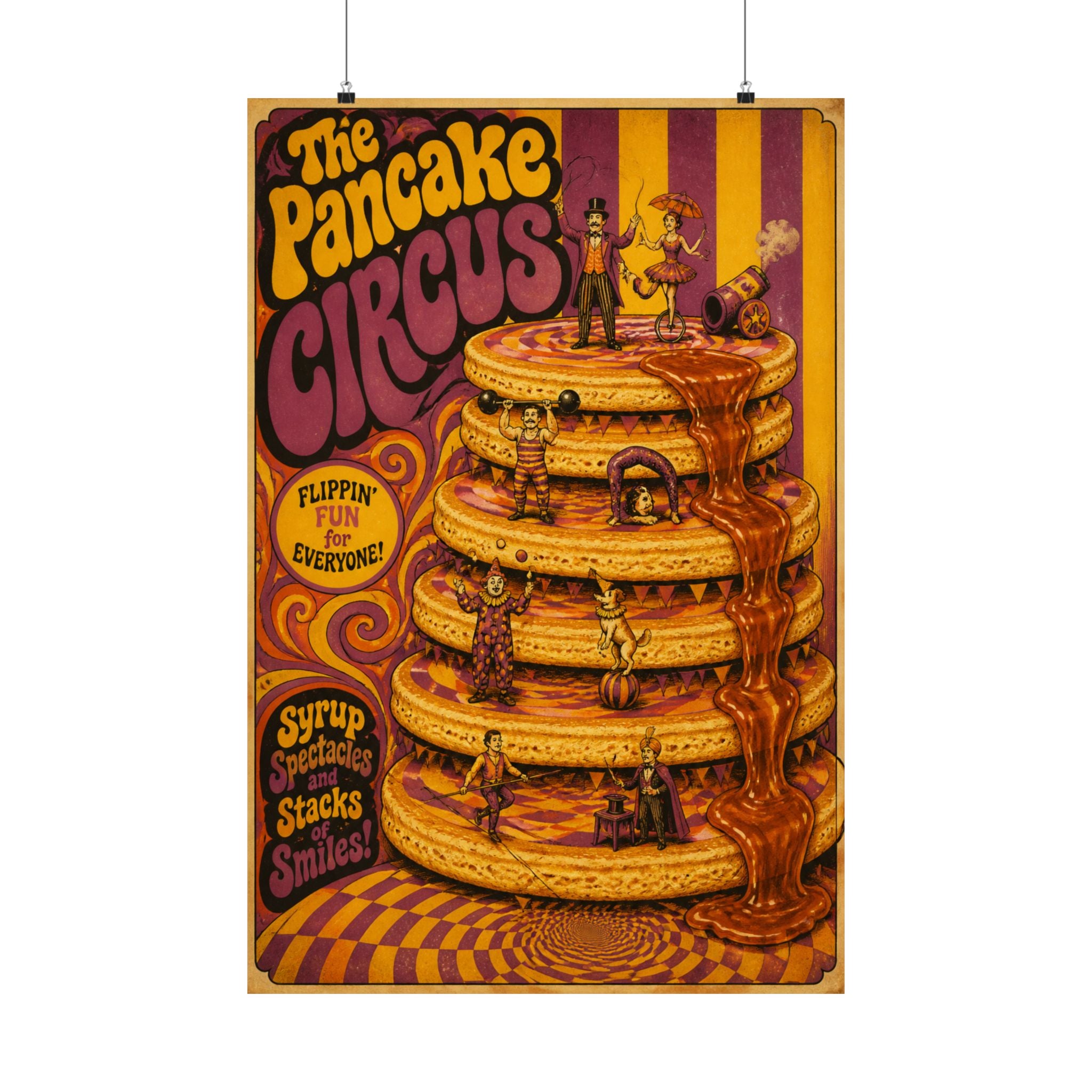 Pancake Stack Platform Wall Art Poster 24×36 Psychedelic Dining Room Decor Maximalist Print