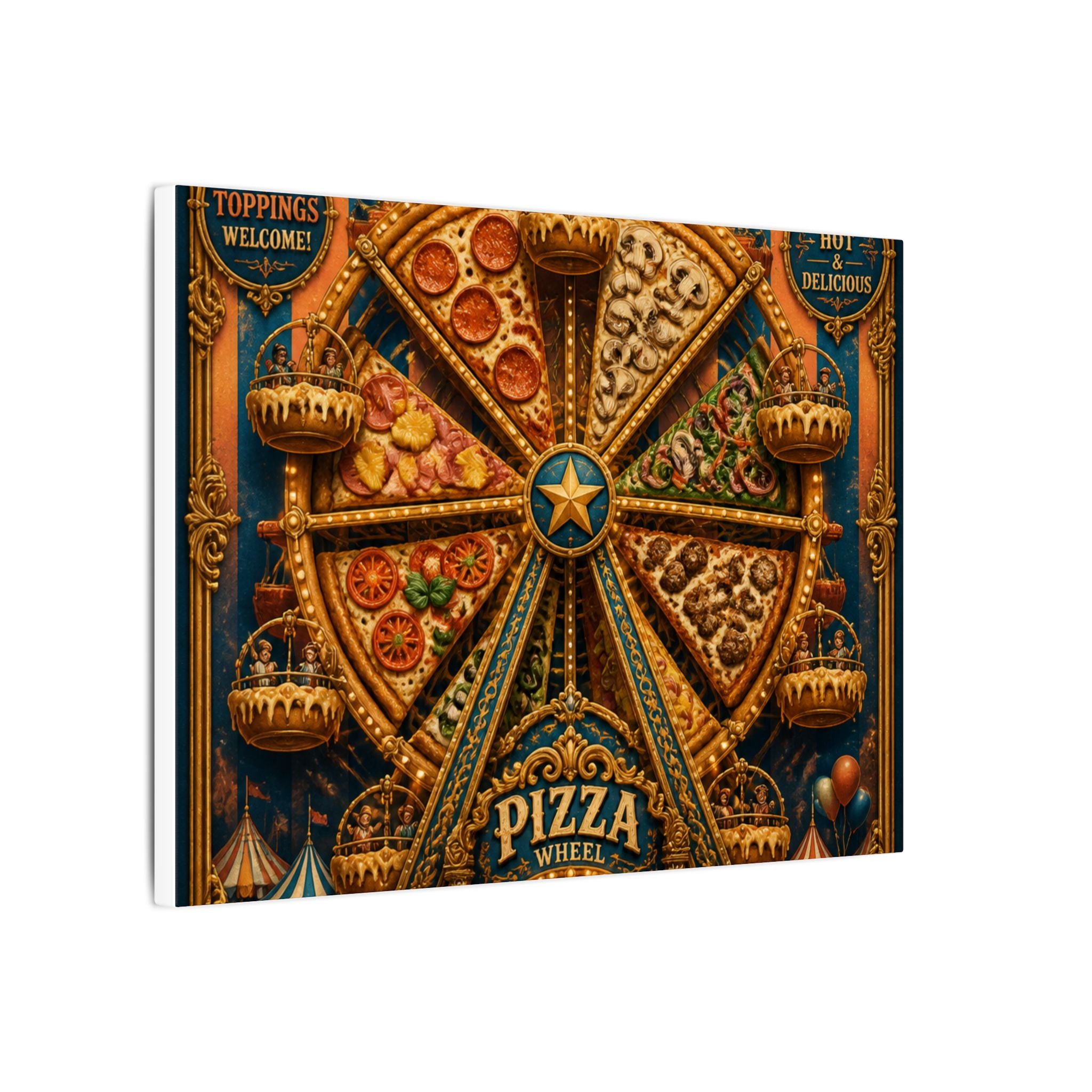 Pizza Ferris Wheel Wall Art Canvas 24×36 Baroque Studio Decor Maximalist Print