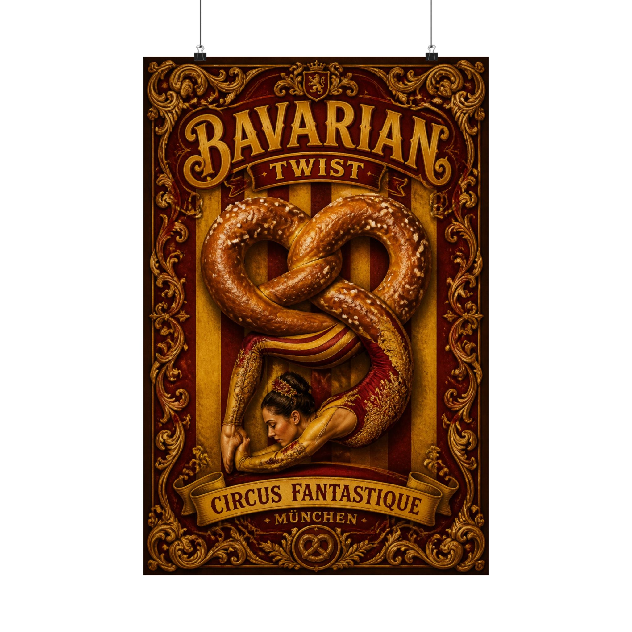 Pretzel Contortionist Wall Art Poster 18×24 Baroque Home Office Decor Maximalist Print