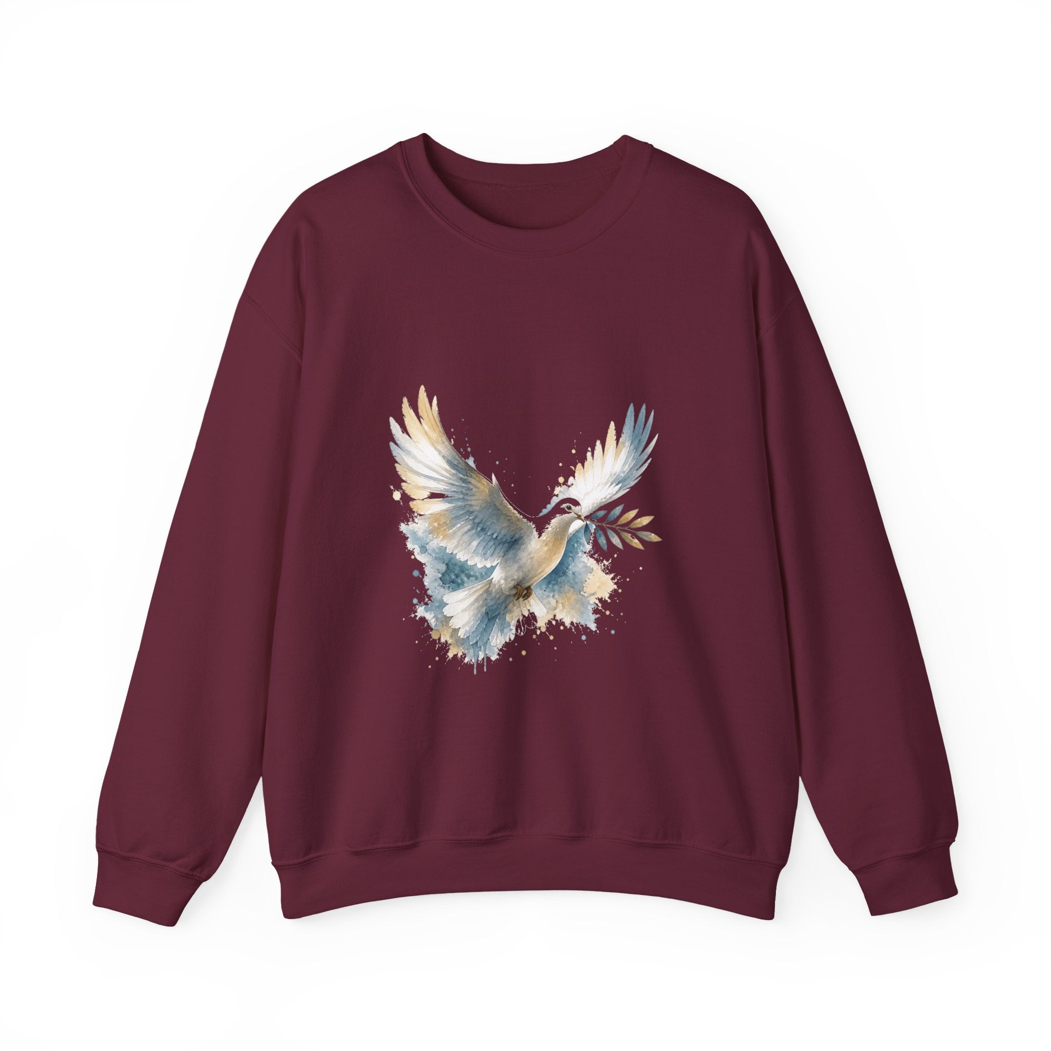 Matching Couple Sweatshirt - Wolf & Dove Matching Couple Premium Fleece Sweatshirt Watercolor Art His Hers Birthday Gift - Design B