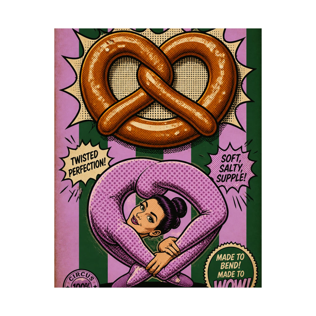 Pretzel Contortionist Wall Art Poster 24×36 Pop Art Restaurant Decor Maximalist Print