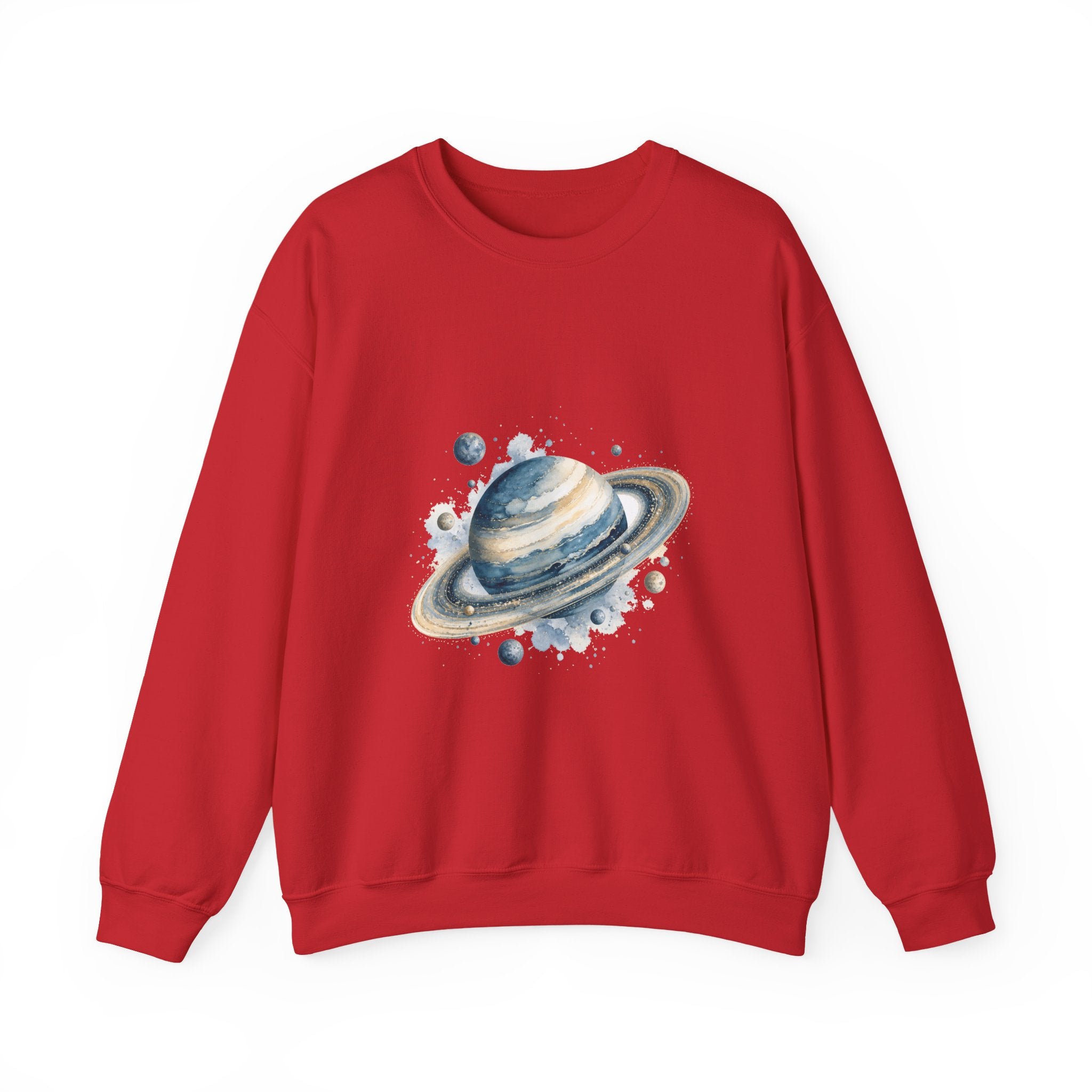 Matching Couple Sweatshirt - Astronaut & Planet Matching Couple Crewneck Sweatshirt Watercolor Art His Hers Engagement Gift - Design B