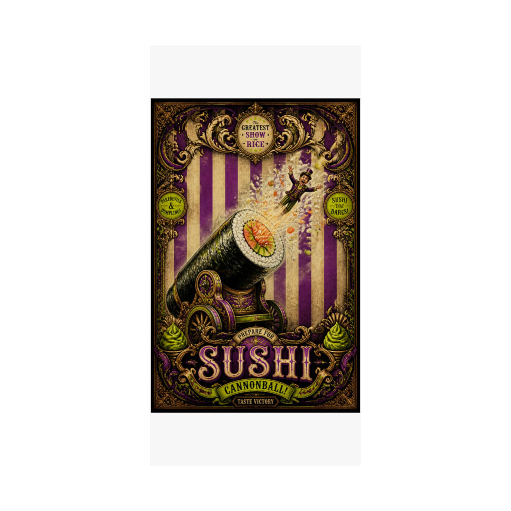 Sushi Roll Cannon Wall Art Poster 18×24 Baroque Home Office Decor Maximalist Print
