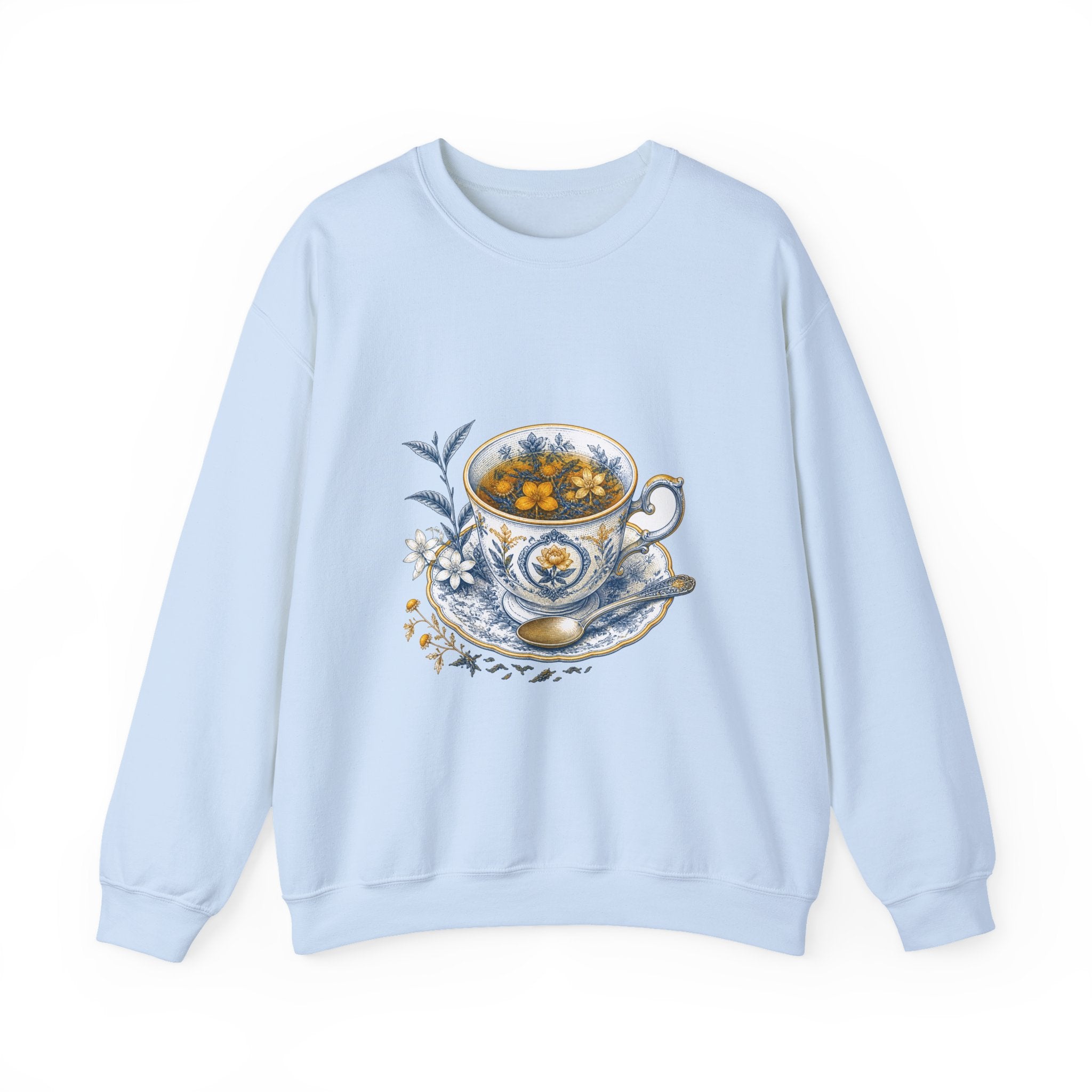 Matching Couple Sweatshirt - Coffee & Tea Matching Couple Crewneck Sweatshirt Vintage Art His Hers Wedding Gift - Design B