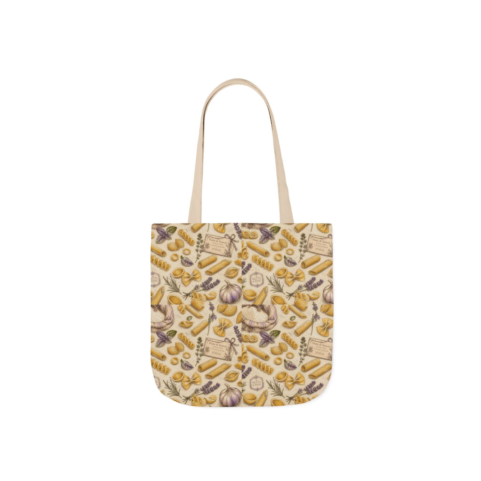 Italian Pasta Shapes Canvas Tote Bag Mediterranean Kitchen Botanical Design Italian Cottagecore Gift