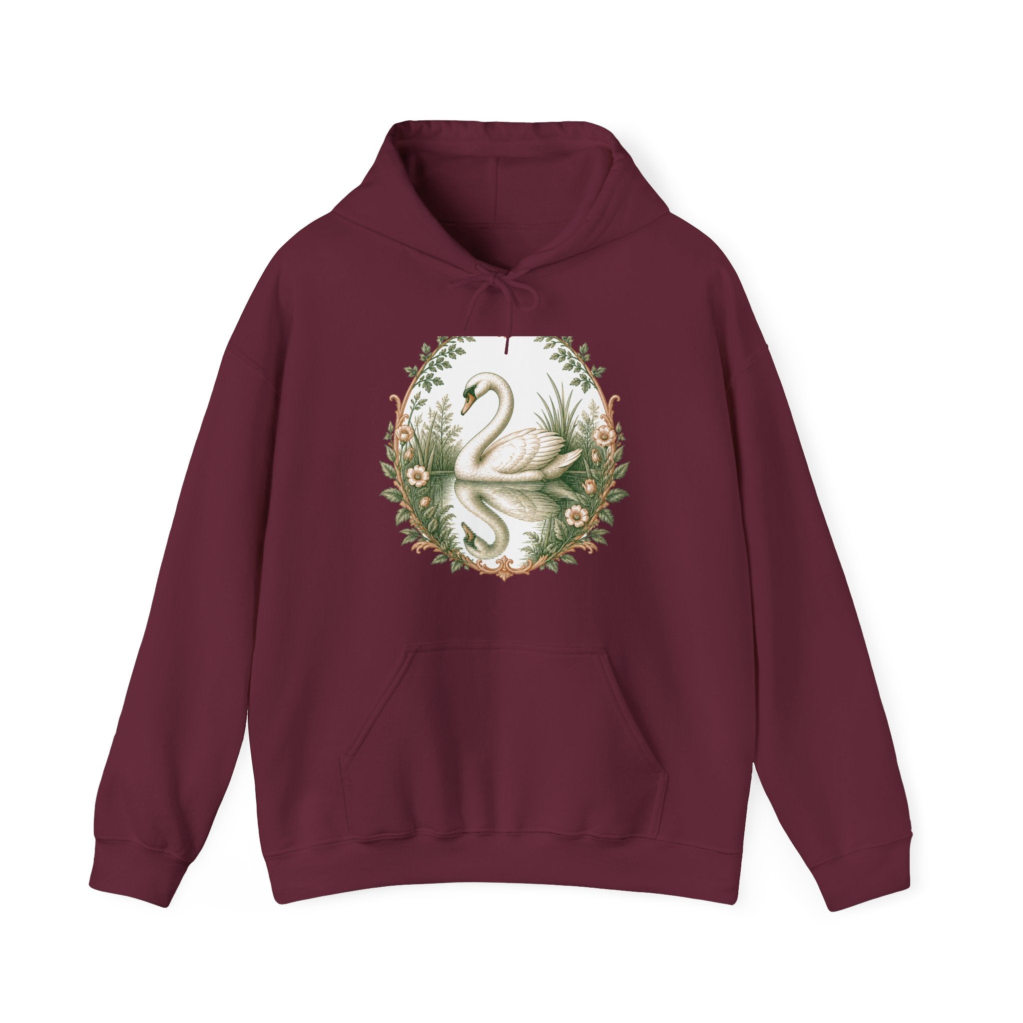 Matching Couple Sweatshirt - Raven & Swan Matching Couple Hooded Sweatshirt Vintage Art His Hers Wedding Gift - Design B