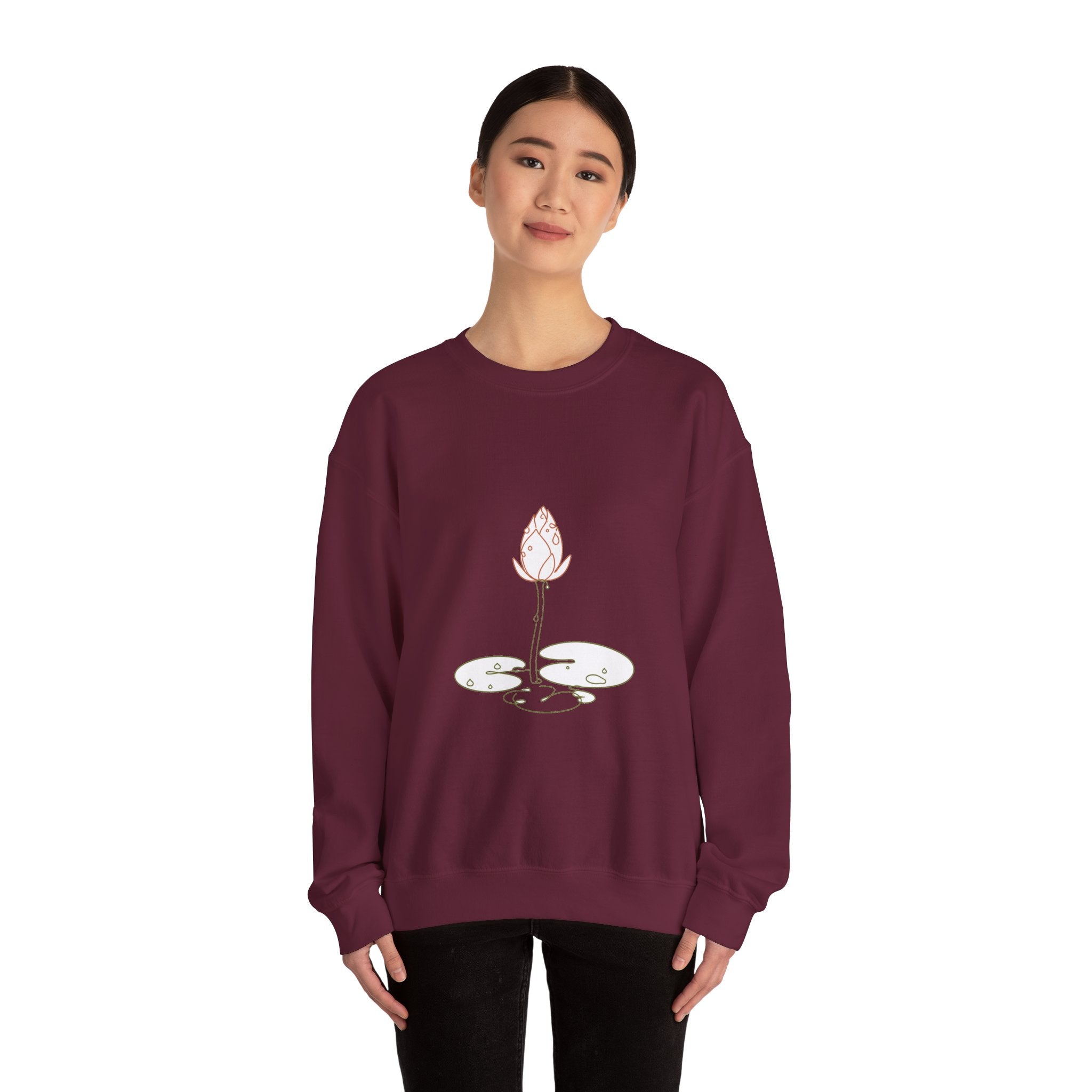 Matching Couple Sweatshirt - Open & Closed Lotus Matching Couple Comfort Colors Crew Minimalist Art His Hers Christmas Gift - Design B
