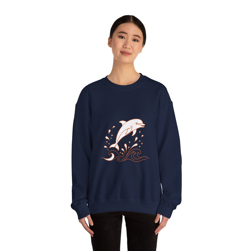 Matching Couple Sweatshirt - Shark & Dolphin Matching Couple Crewneck Sweatshirt Minimalist Art His Hers Valentine Gift - Design B