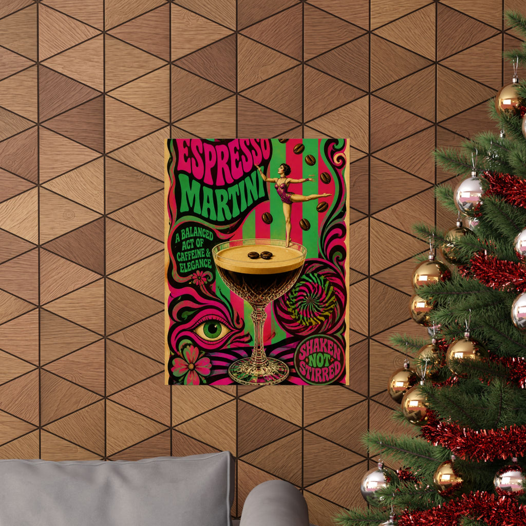 Espresso Martini Acrobat Wall Art Poster 18×24 Psychedelic Cafe Decor Maximalist Print