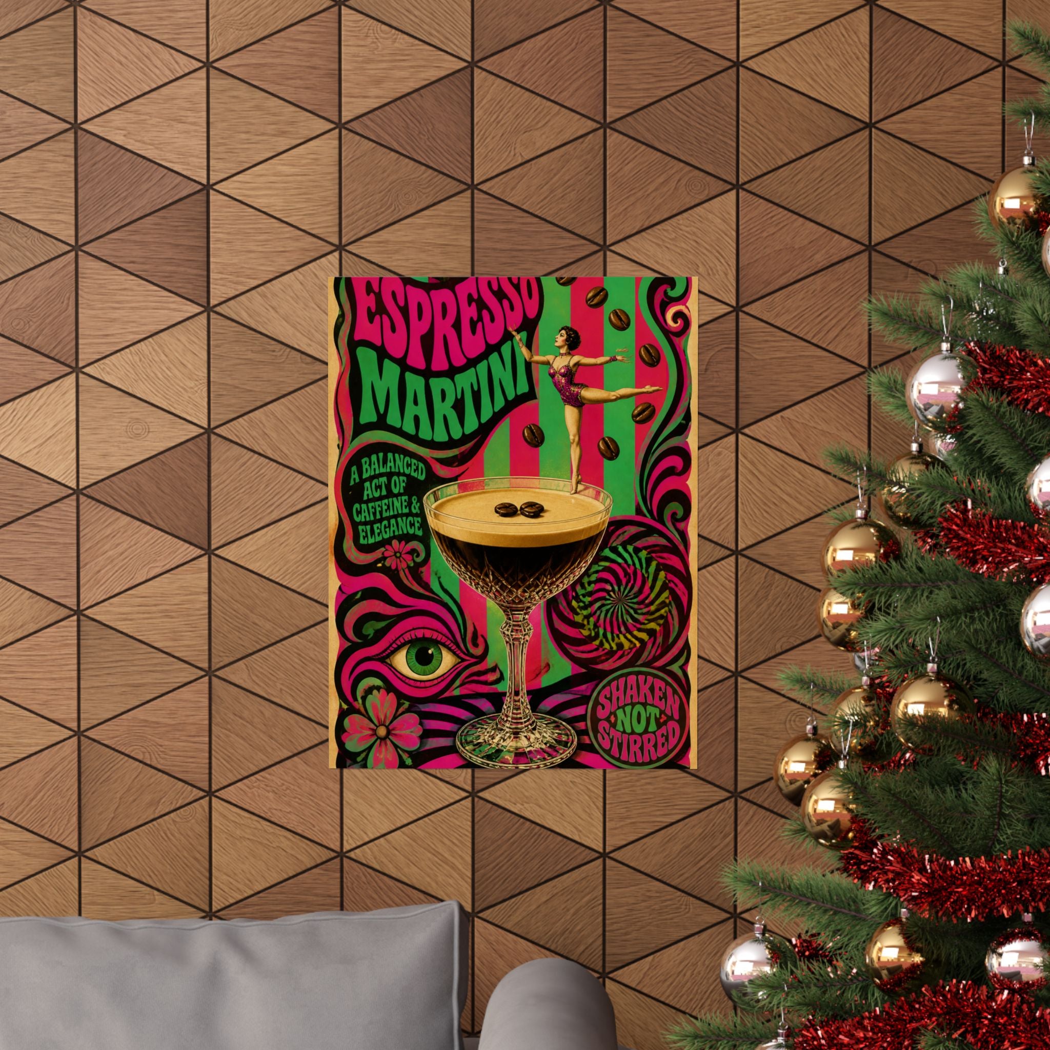 Espresso Martini Acrobat Wall Art Poster 18×24 Psychedelic Cafe Decor Maximalist Print