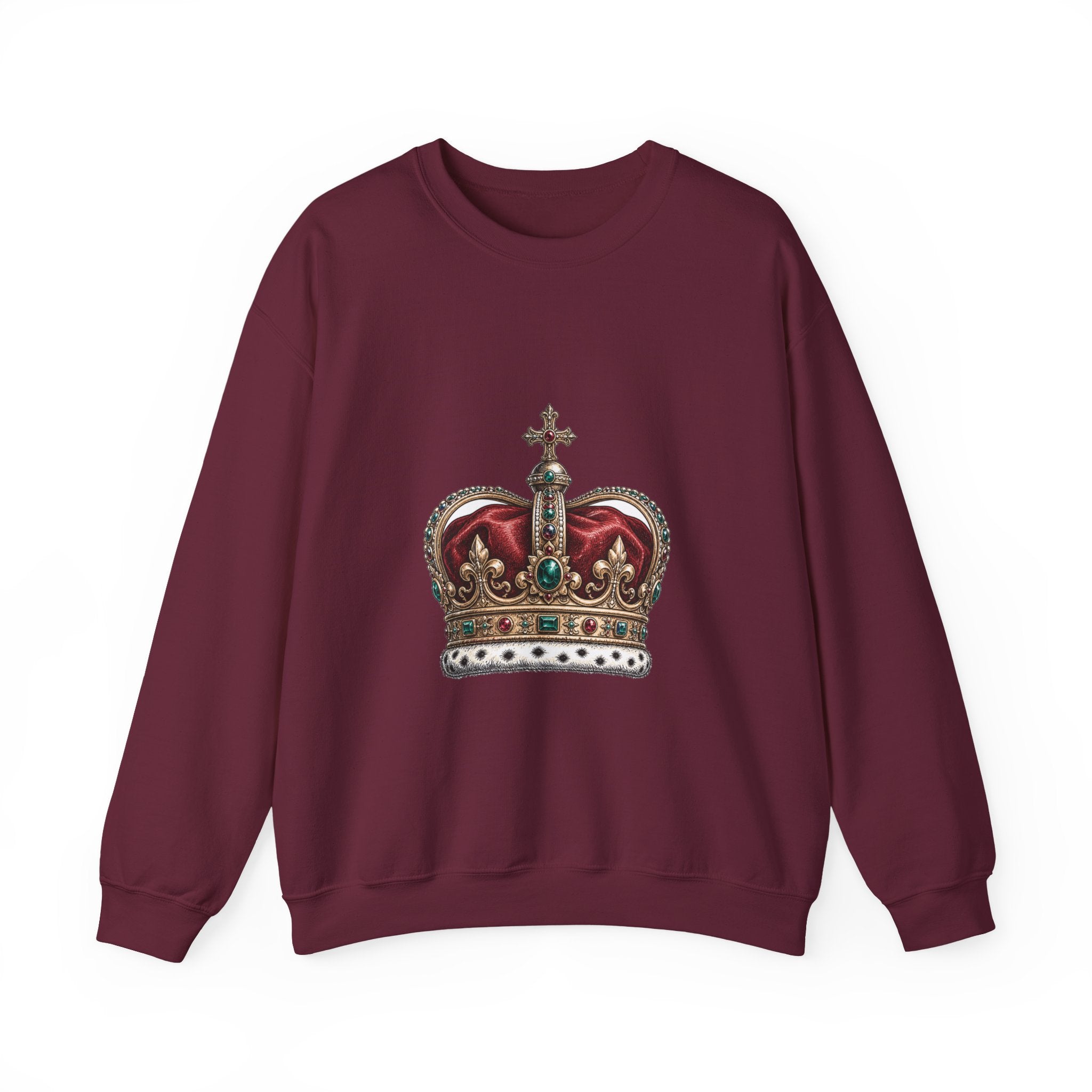 Matching Couple Sweatshirt - Crown & Shield Matching Couple Crewneck Sweatshirt Hand-Drawn Art His Hers Best Friend Gift - Design A