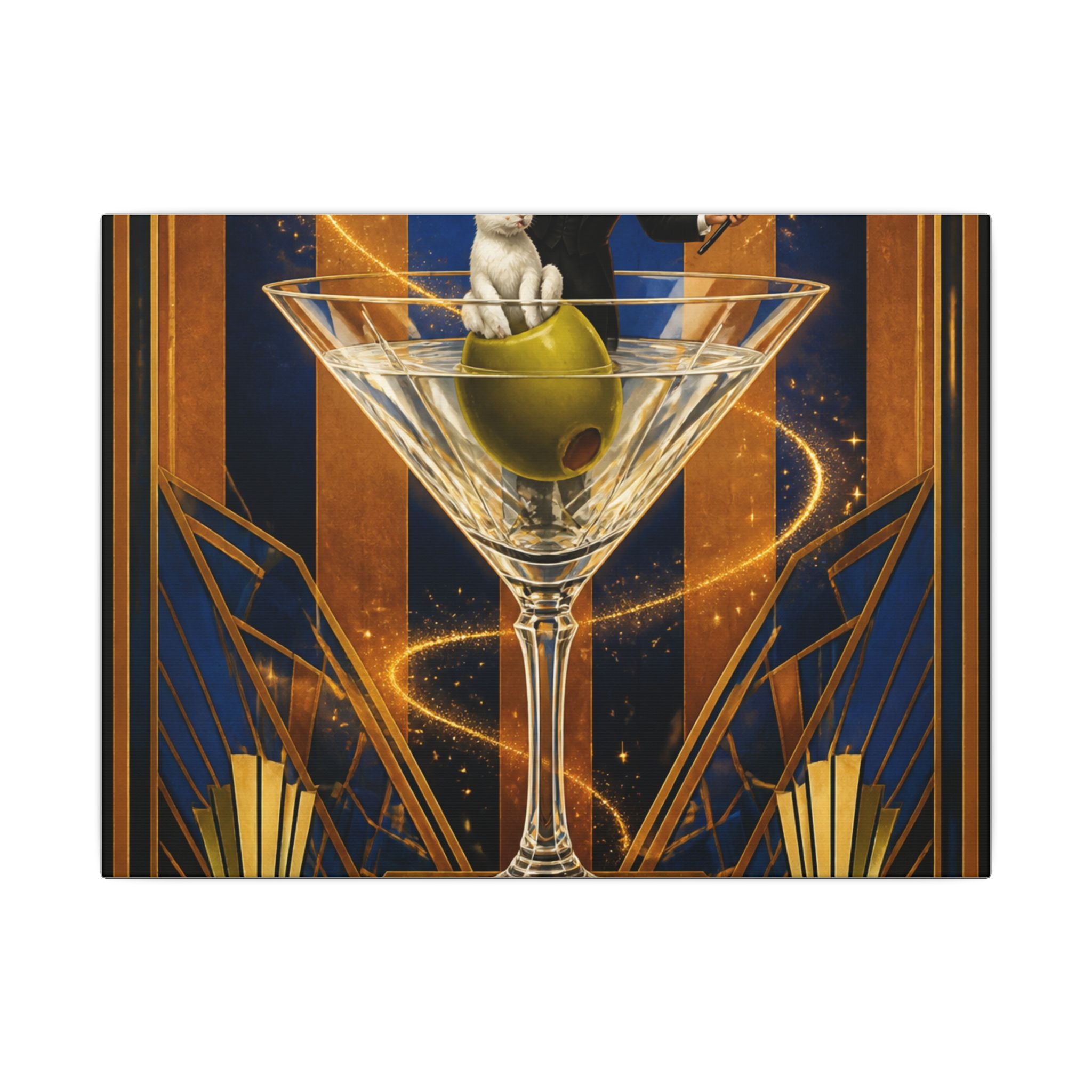 Martini Magician Wall Art Canvas 16×20 Art Deco Entryway Decor Maximalist Print
