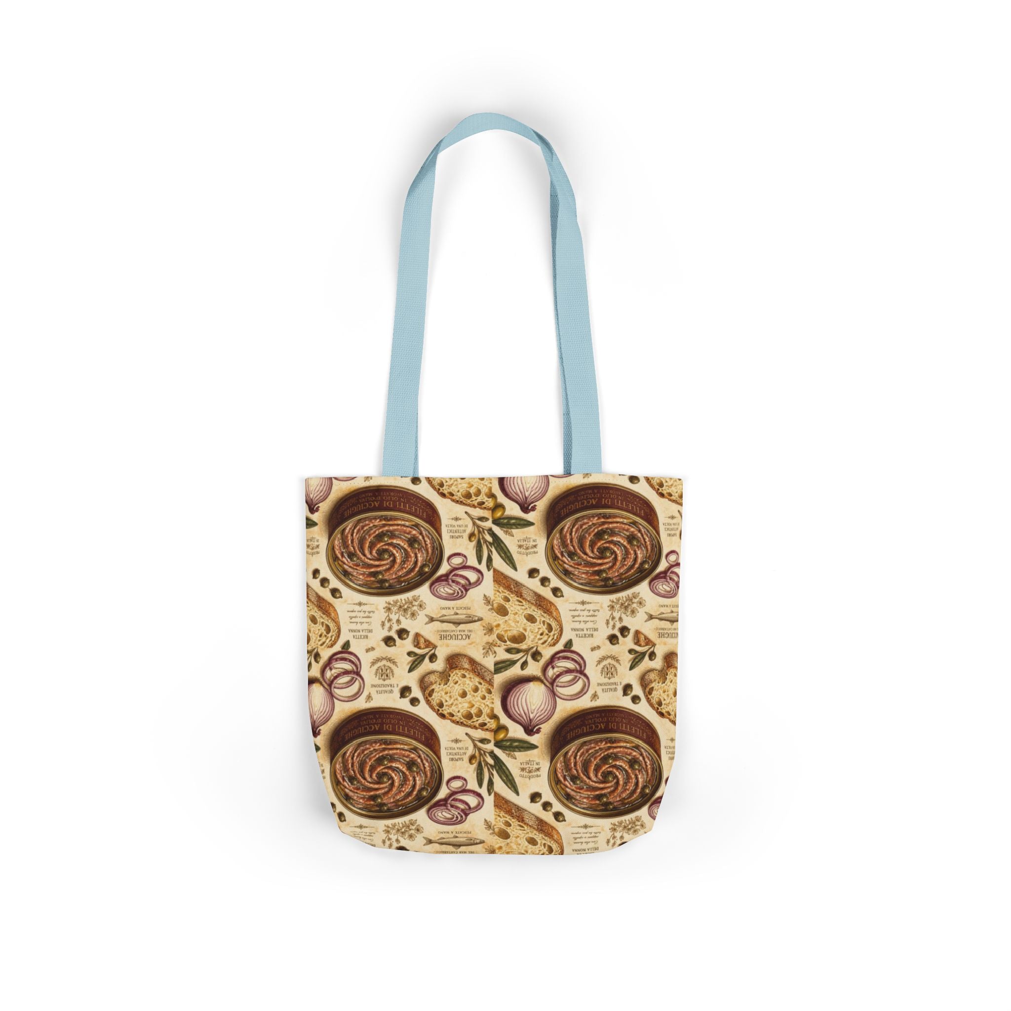 Anchovies & Capers Canvas Tote Bag Mediterranean Kitchen Botanical Design Italian Cottagecore Gift
