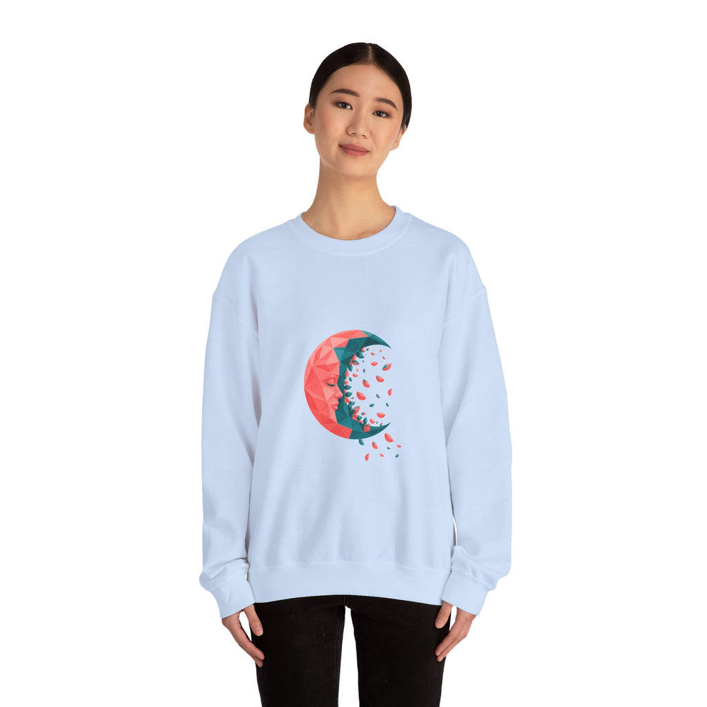 Matching Couple Sweatshirt - Waxing & Waning Moon Matching Couple Crewneck Sweatshirt Geometric Art His Hers Couple Gift - Design B