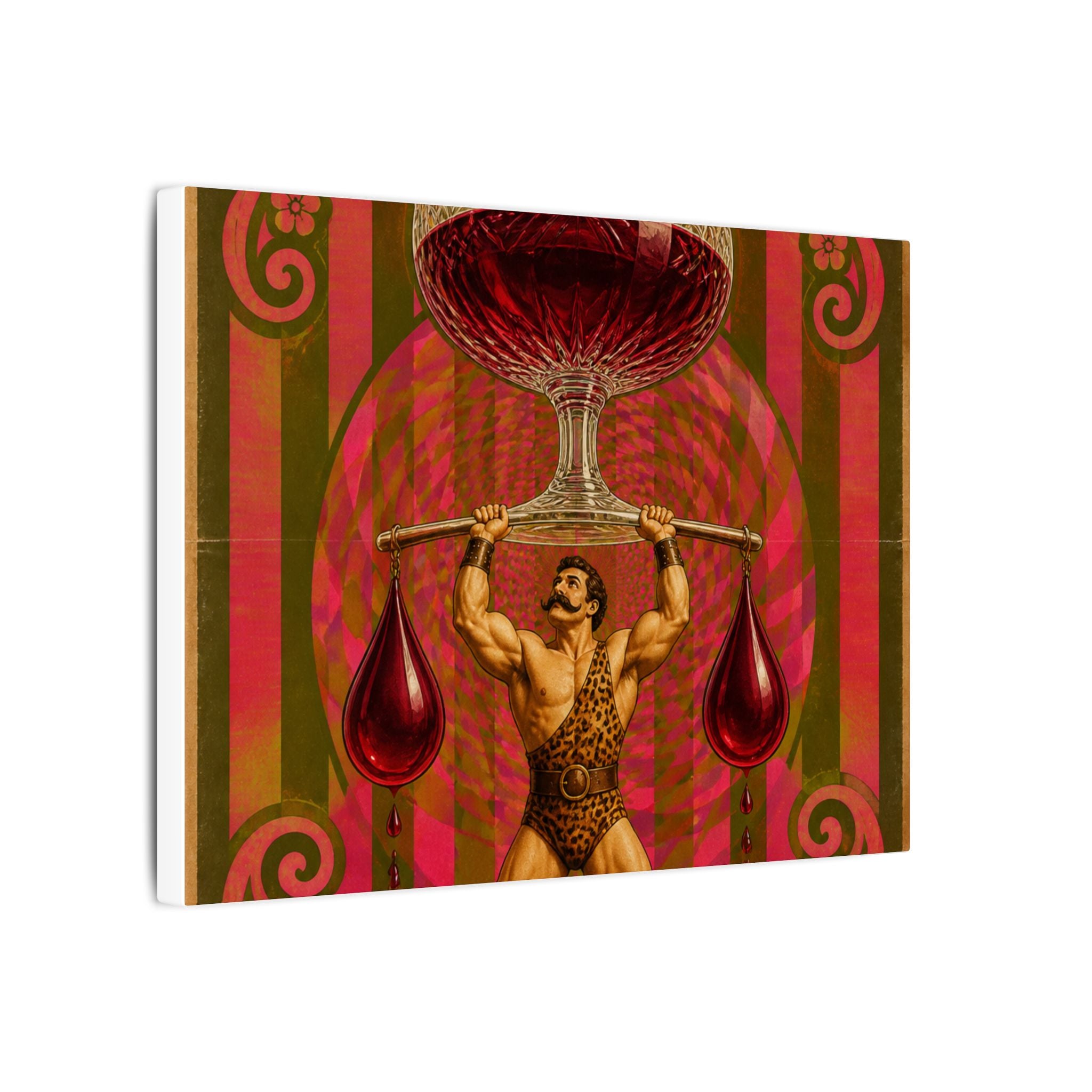 Wine Glass Strongman Wall Art Canvas 24×36 Psychedelic Dining Room Decor Maximalist Print