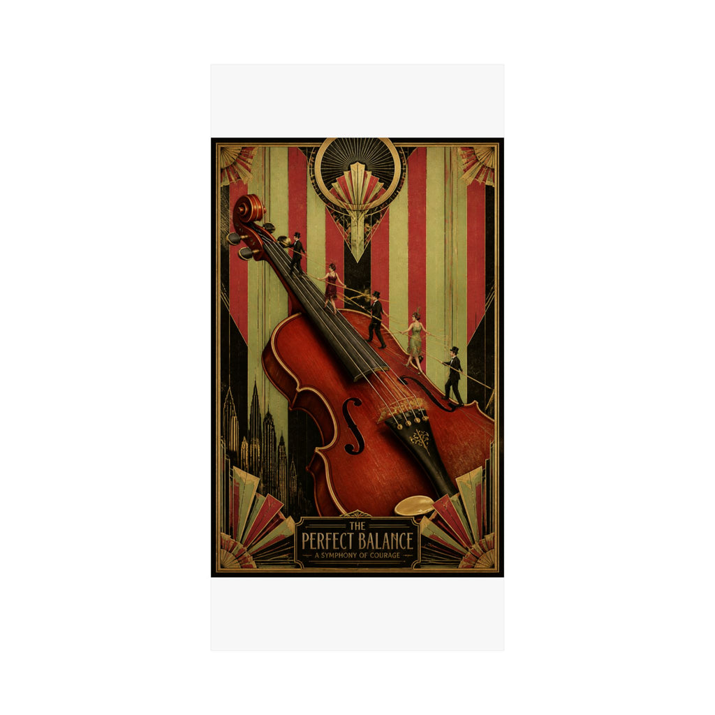 Violin Tightrope Bridge Wall Art Poster 24×36 Art Deco Bar Area Decor Maximalist Print