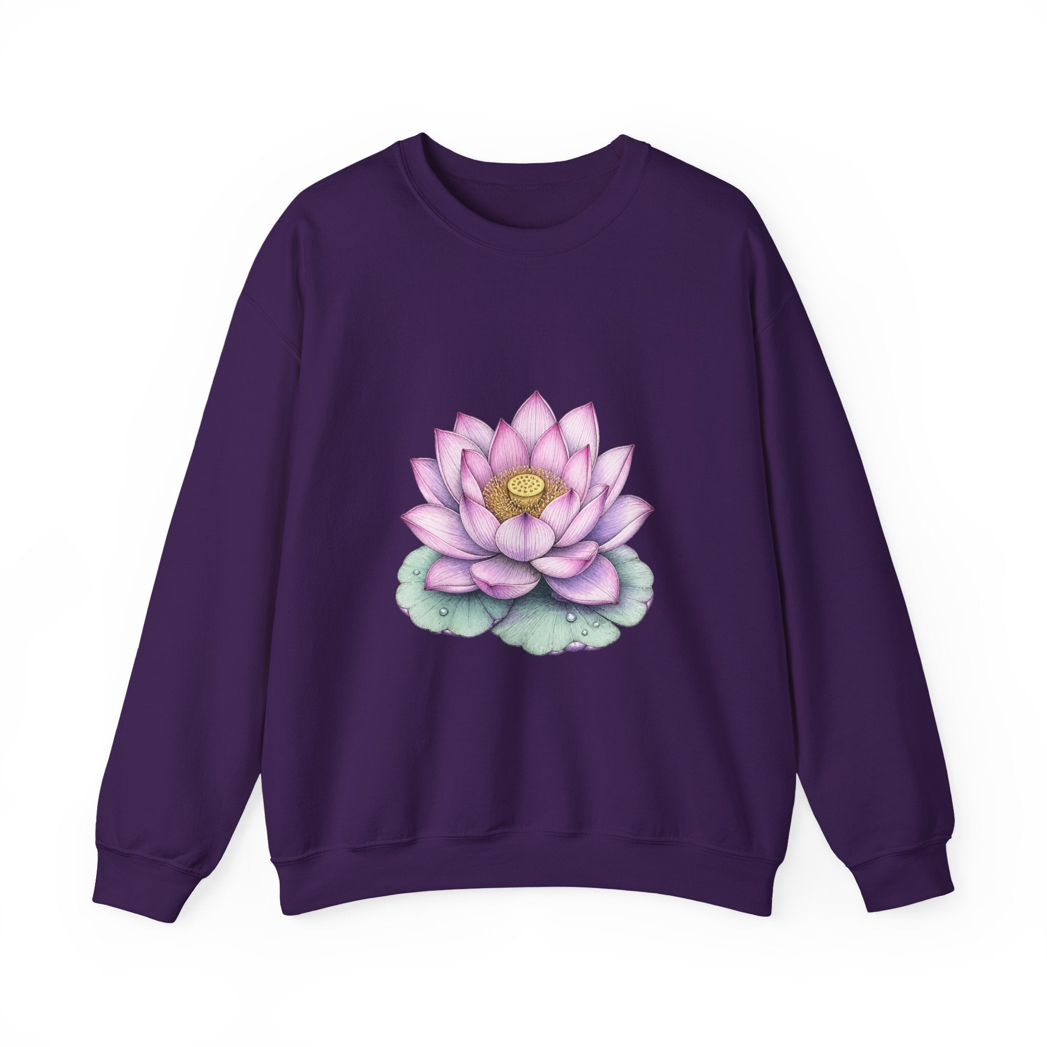 Matching Couple Sweatshirt - Open & Closed Lotus Matching Couple Crewneck Sweatshirt Hand-Drawn Art His Hers Best Friend Gift - Design A