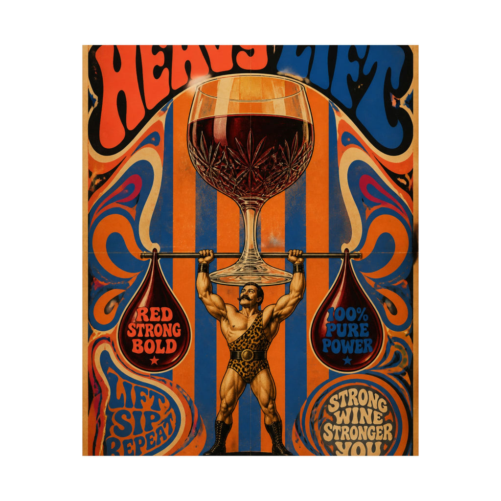 Wine Glass Strongman Wall Art Poster 24×36 Psychedelic Dining Room Decor Maximalist Print