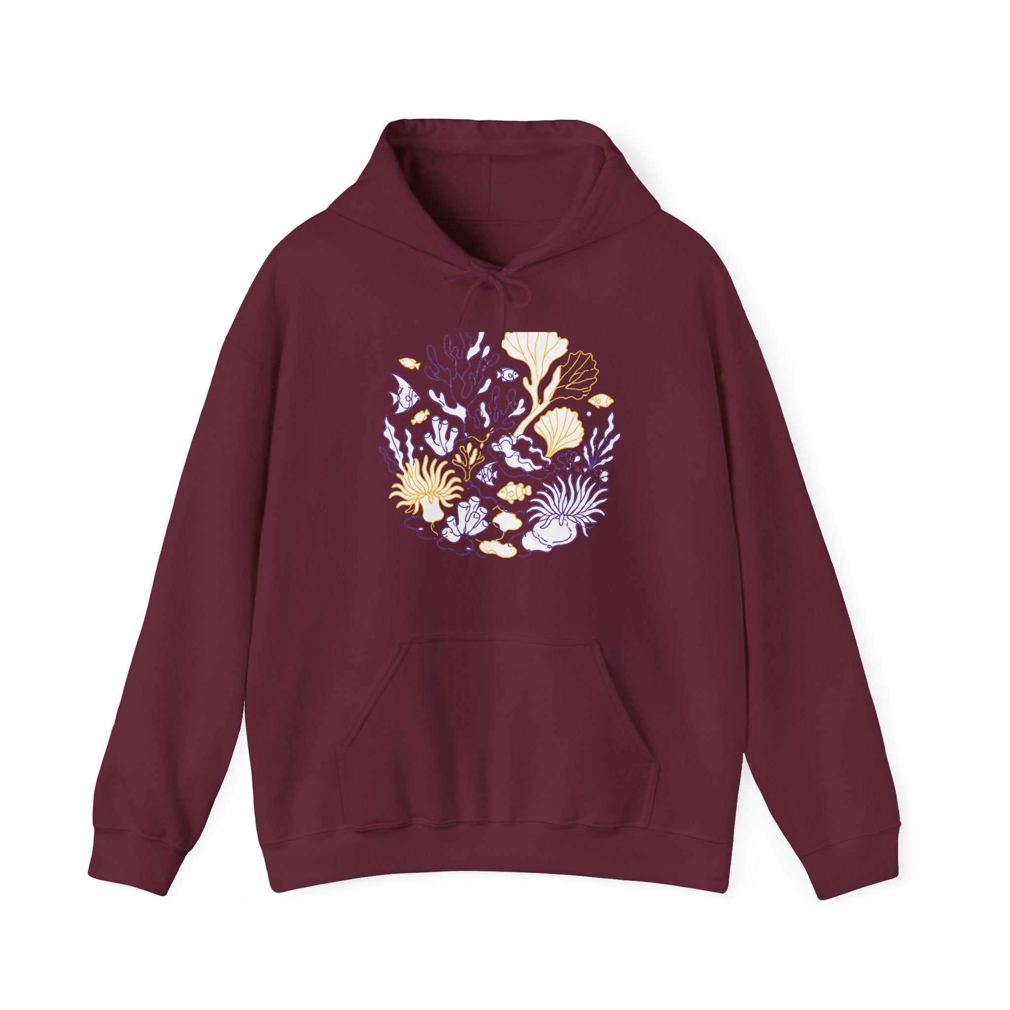 Matching Couple Sweatshirt - Coral Reef & Deep Sea Matching Couple Hooded Sweatshirt Minimalist Art His Hers Valentine Gift - Design A