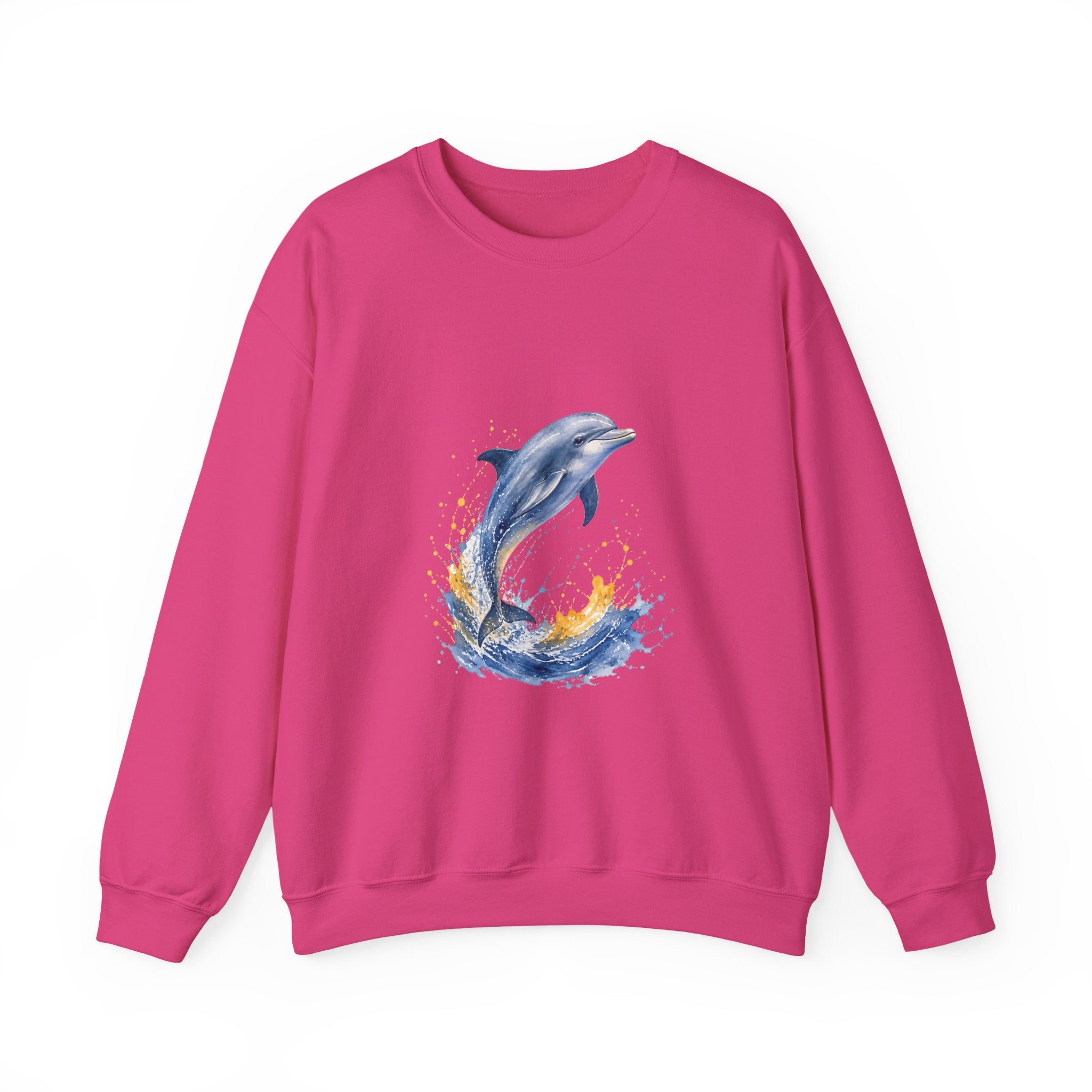 Matching Couple Sweatshirt - Shark & Dolphin Matching Couple Crewneck Sweatshirt Watercolor Art His Hers Engagement Gift - Design B