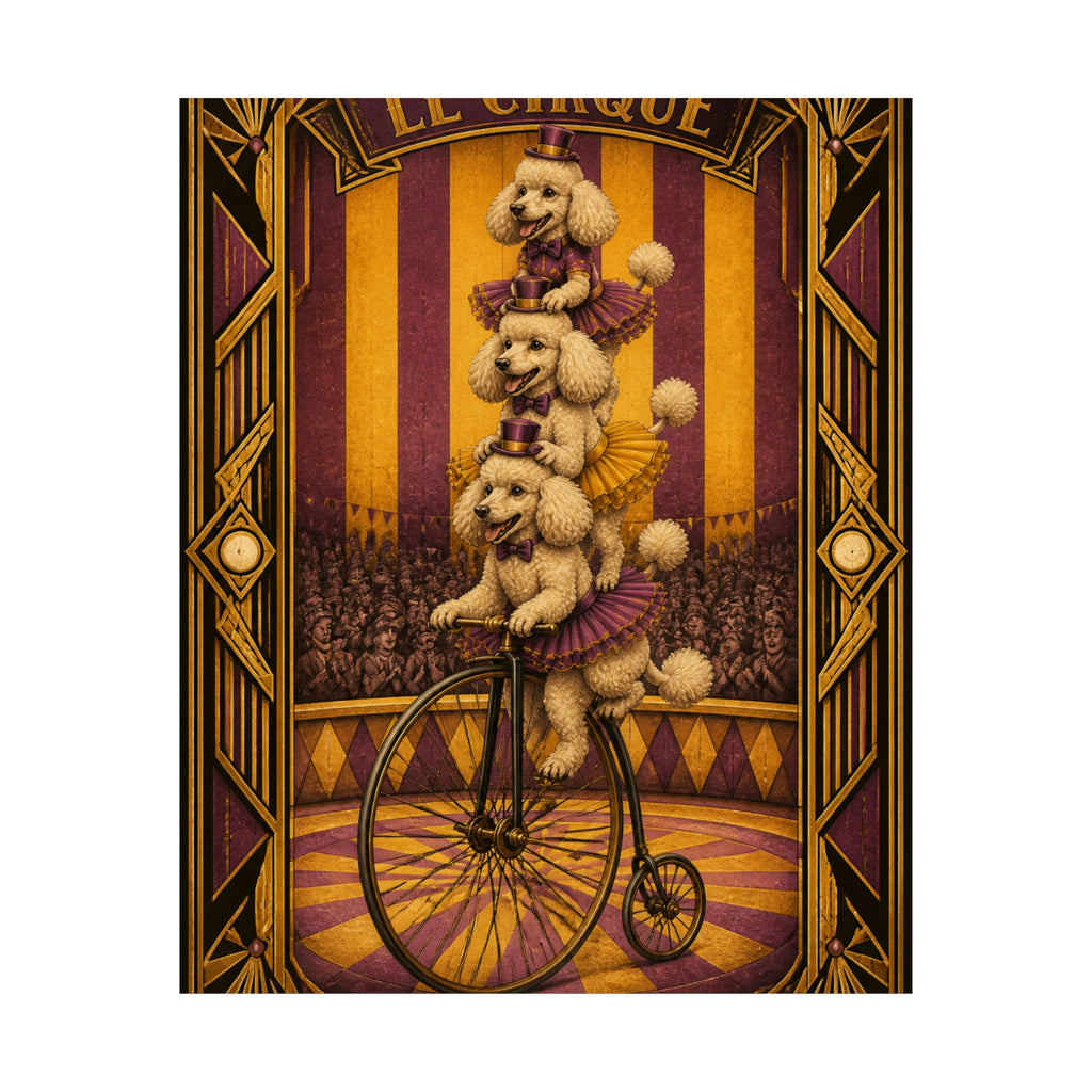 Poodle Stack Bicycle Wall Art Poster 18×24 Art Deco Entryway Decor Maximalist Print