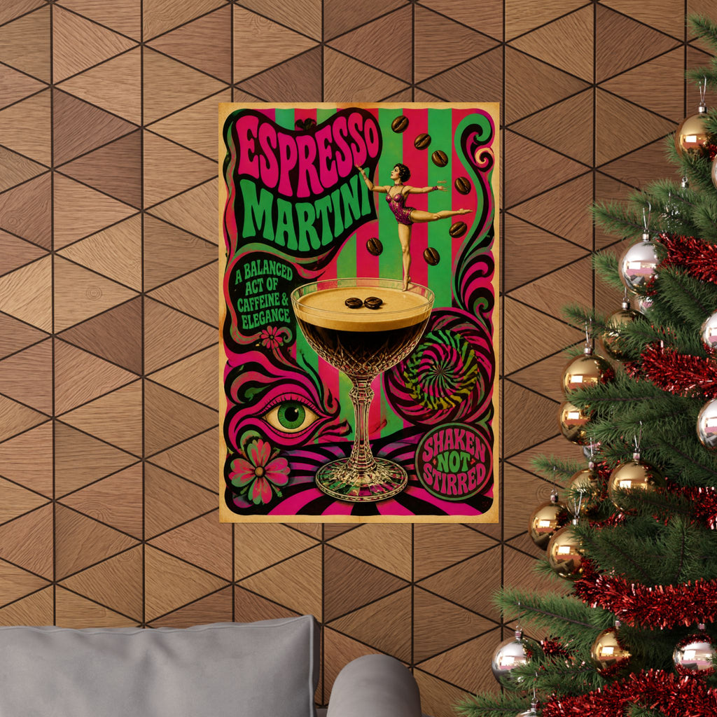 Espresso Martini Acrobat Wall Art Poster 18×24 Psychedelic Cafe Decor Maximalist Print