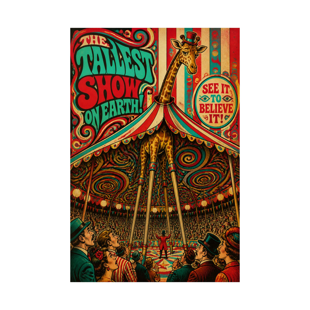 Giraffe on Stilts Wall Art Poster 24×36 Psychedelic Dining Room Decor Maximalist Print