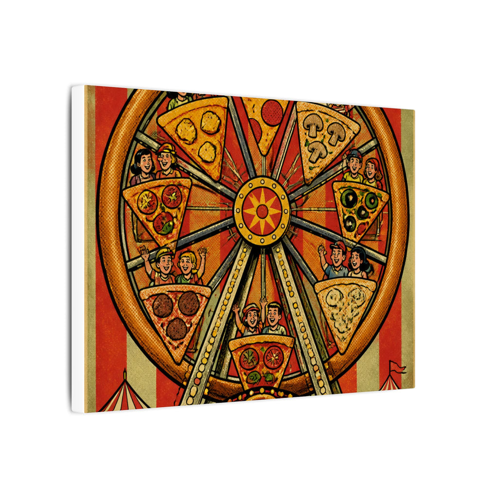 Pizza Ferris Wheel Wall Art Canvas 24×36 Pop Art Restaurant Decor Maximalist Print