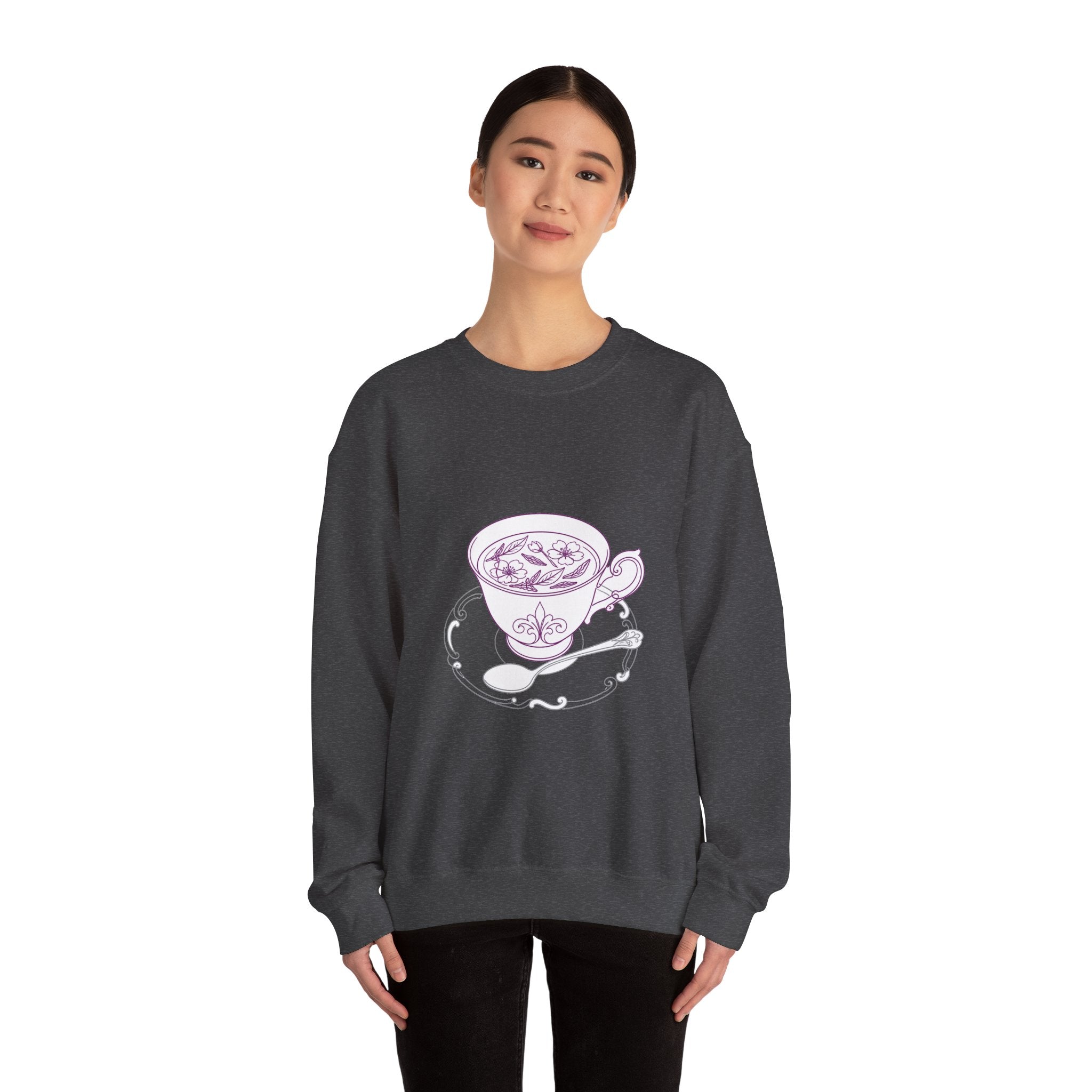 Matching Couple Sweatshirt - Coffee & Tea Matching Couple Comfort Colors Crew Minimalist Art His Hers Christmas Gift - Design B