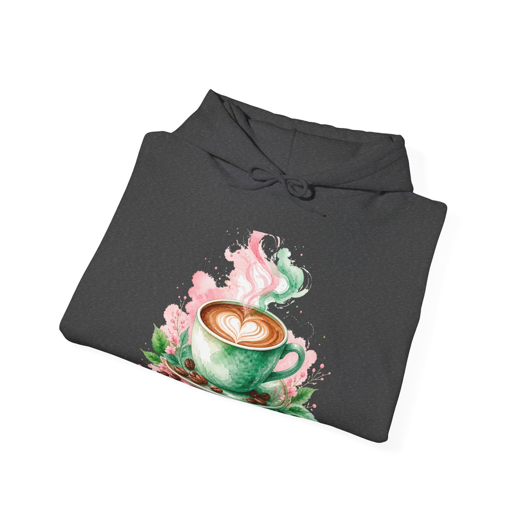 Matching Couple Sweatshirt - Coffee & Tea Matching Couple Hooded Sweatshirt Watercolor Art His Hers Engagement Gift - Design A
