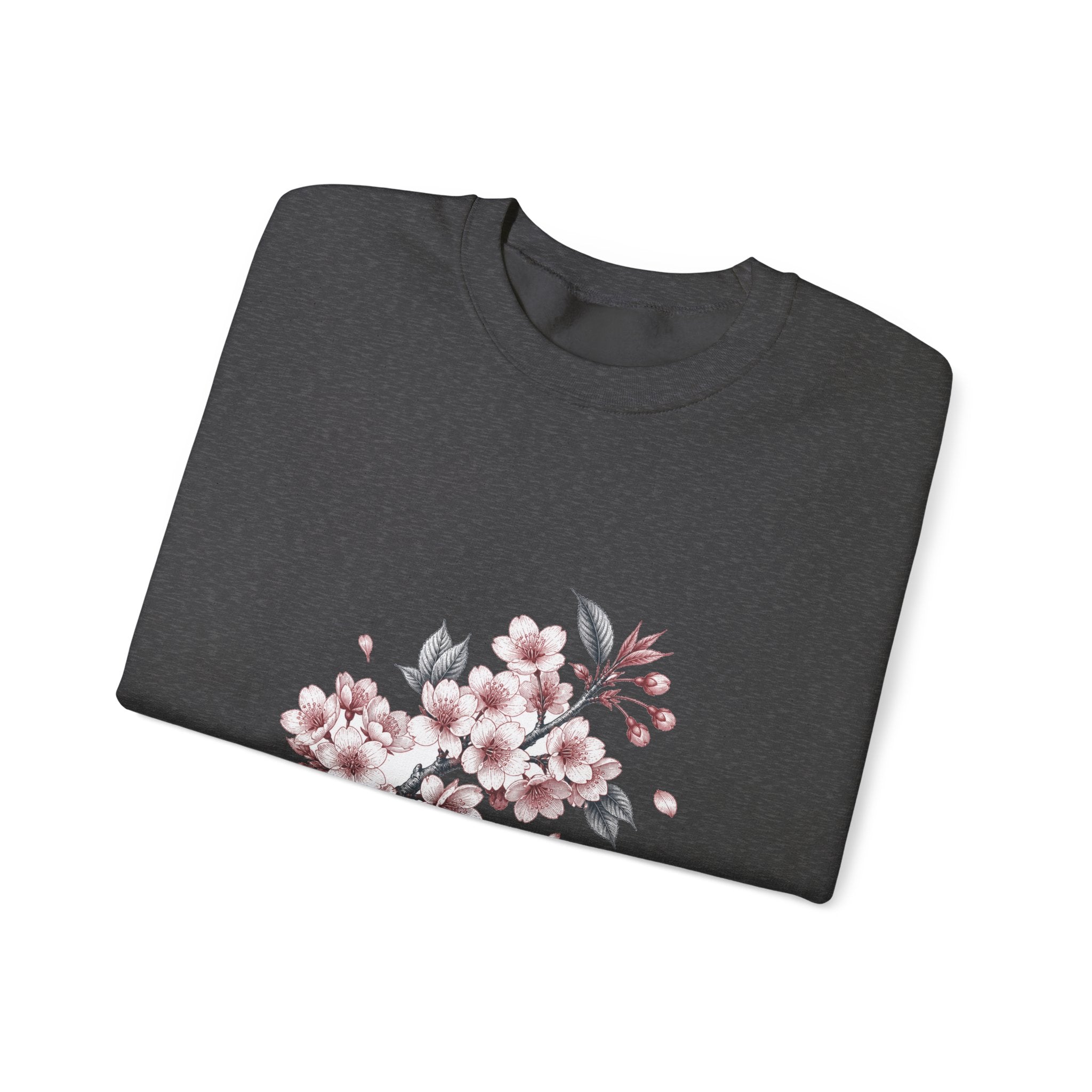 Matching Couple Sweatshirt - Cherry Blossom & Maple Leaf Matching Couple Crewneck Sweatshirt Vintage Art His Hers Wedding Gift - Design A